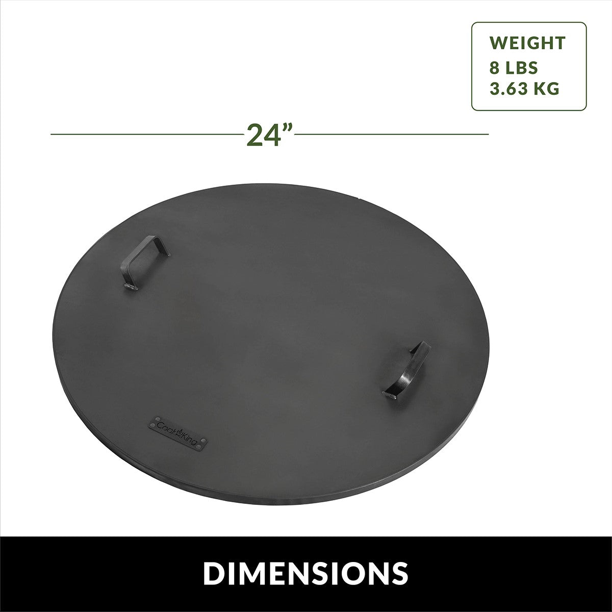 Fire Pit Round Cover Lid, 2mm Thickness, Fire Snuffer in Powder Coated Finish Rust Resistant, Drop-in Burner Fire Pit Pan Lid, Grill Fire Ring Lid with Handle, 24“� inch Diameter - Good Directions