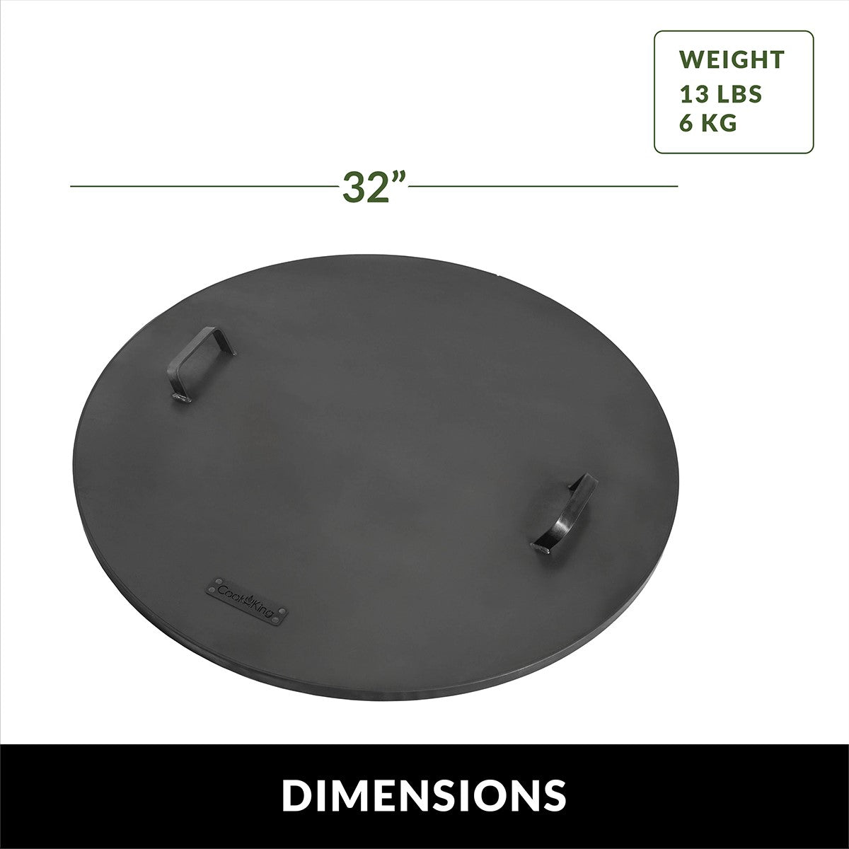 Fire Pit Round Cover Lid, 2mm Thickness, Fire Snuffer in Powder Coated Finish Rust Resistant, Drop-in Burner Fire Pit Pan Lid, Grill Fire Ring Lid with Handle, 32“� inch Diameter - Good Directions