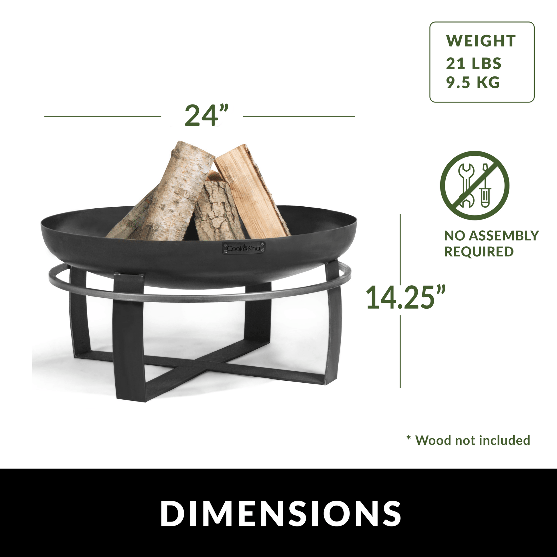 Viking 24" Fire Pit with Grill Plate and Cover Lid - Good Directions
