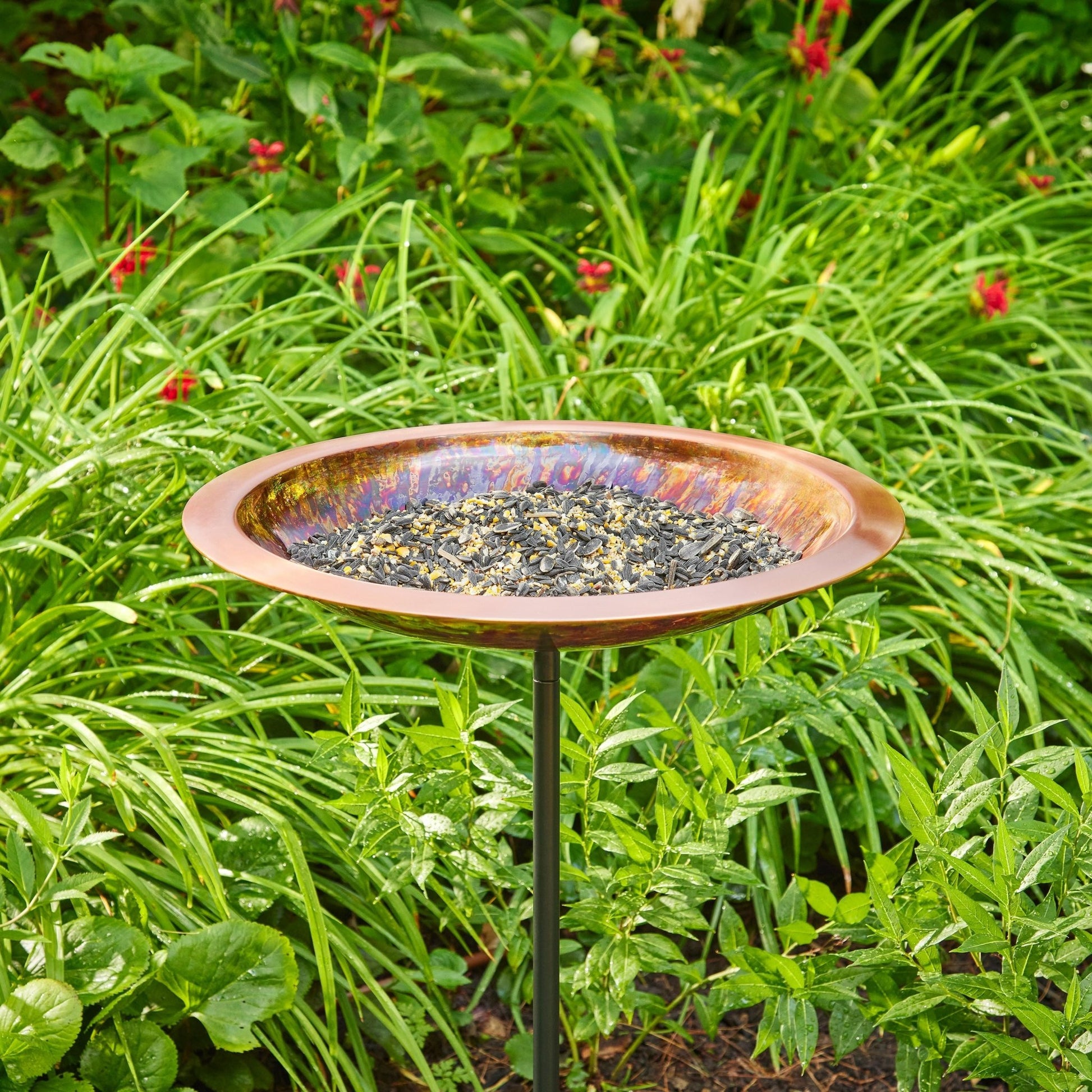 18“� Fired Copper Bird Bath with Garden Pole - Good Directions