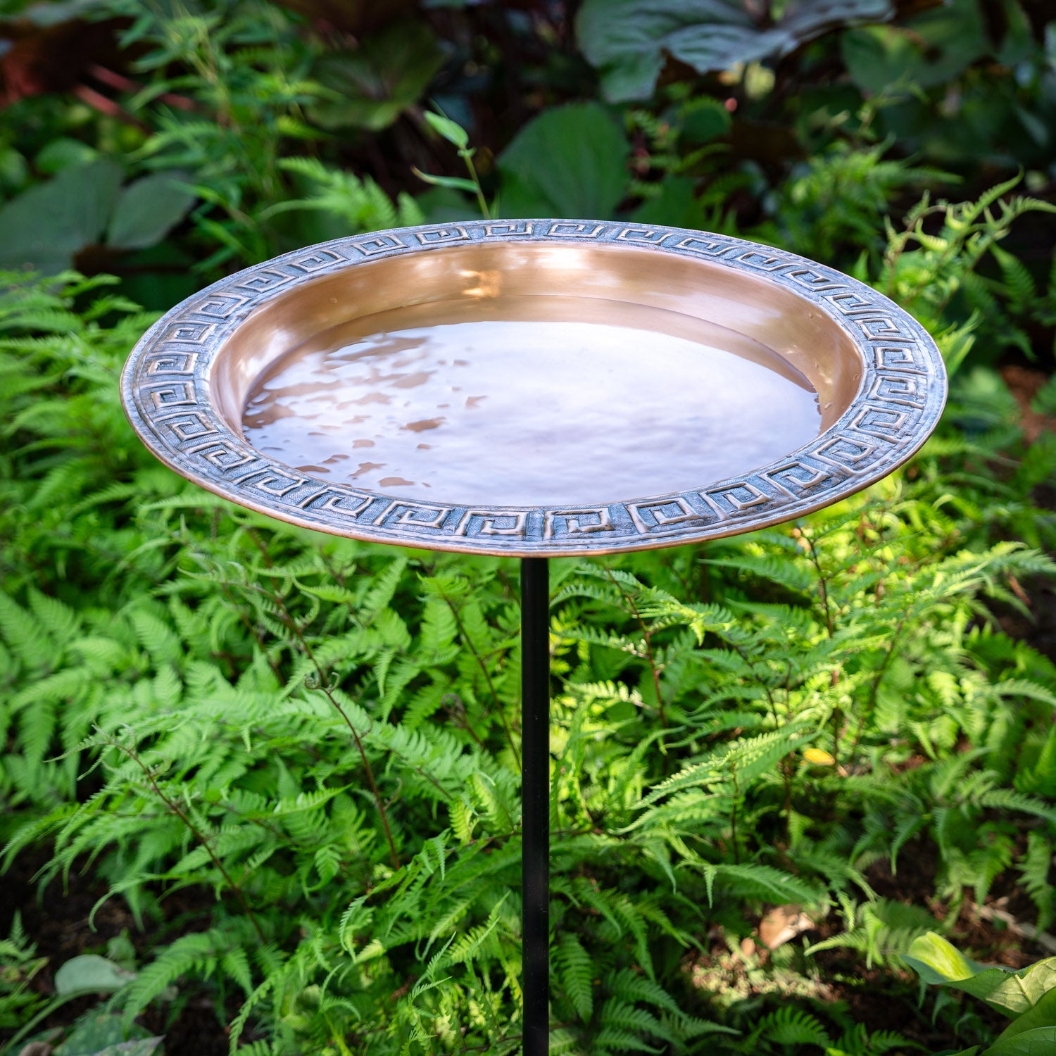 18" Greek Copper Birdbath with Garden Pole - Good Directions