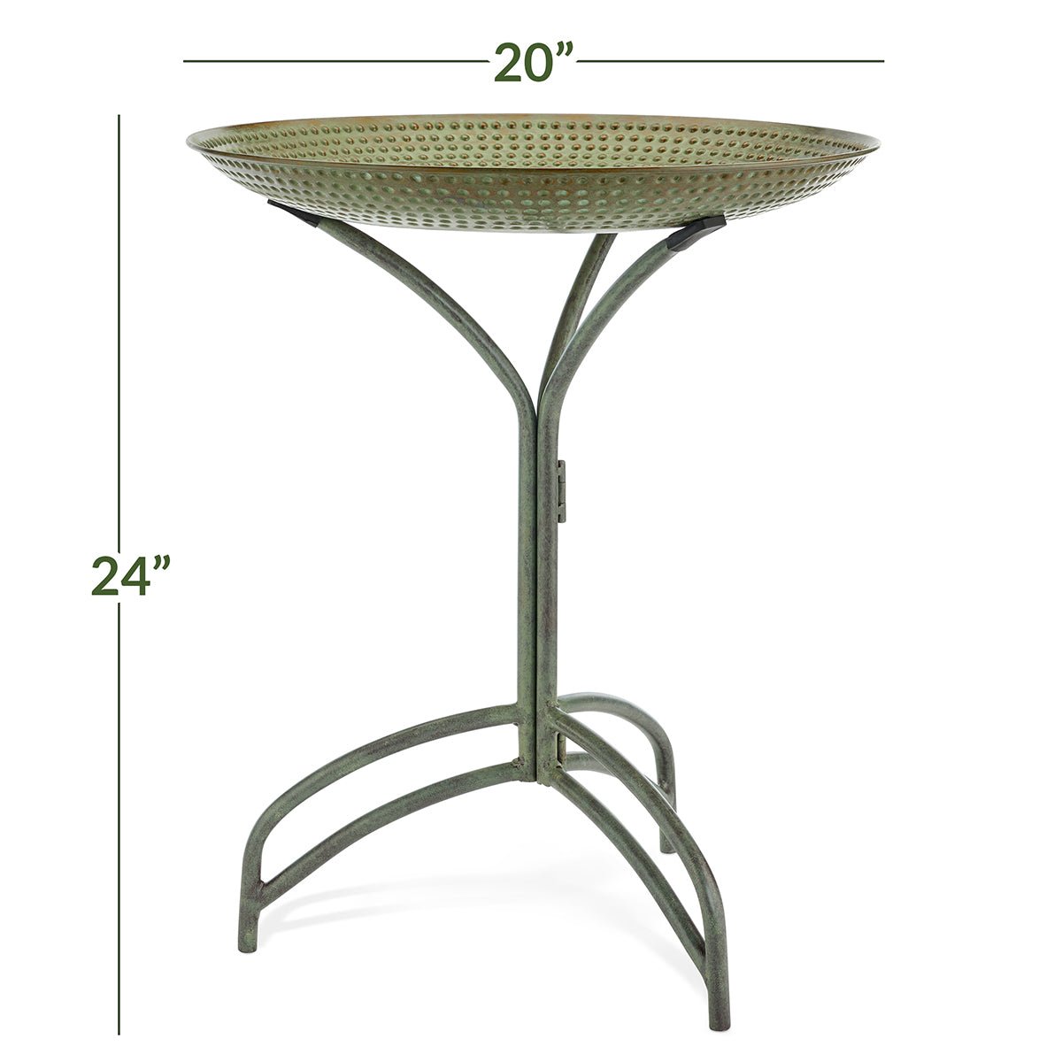 20" Blue Verde Copper Bird Bath with Stand - Good Directions