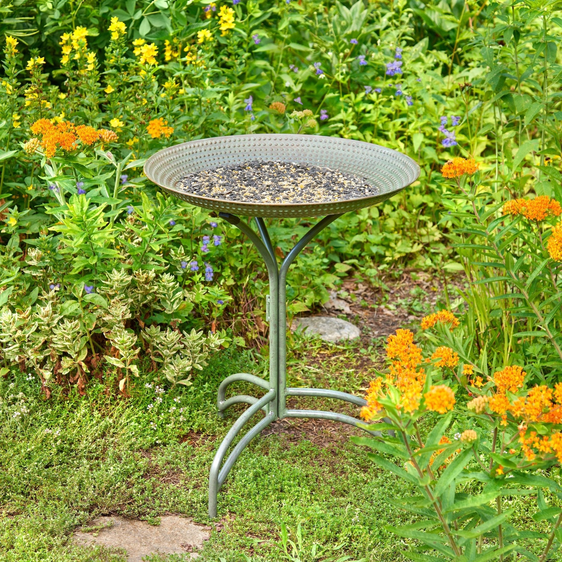 20" Blue Verde Copper Bird Bath with Stand - Good Directions