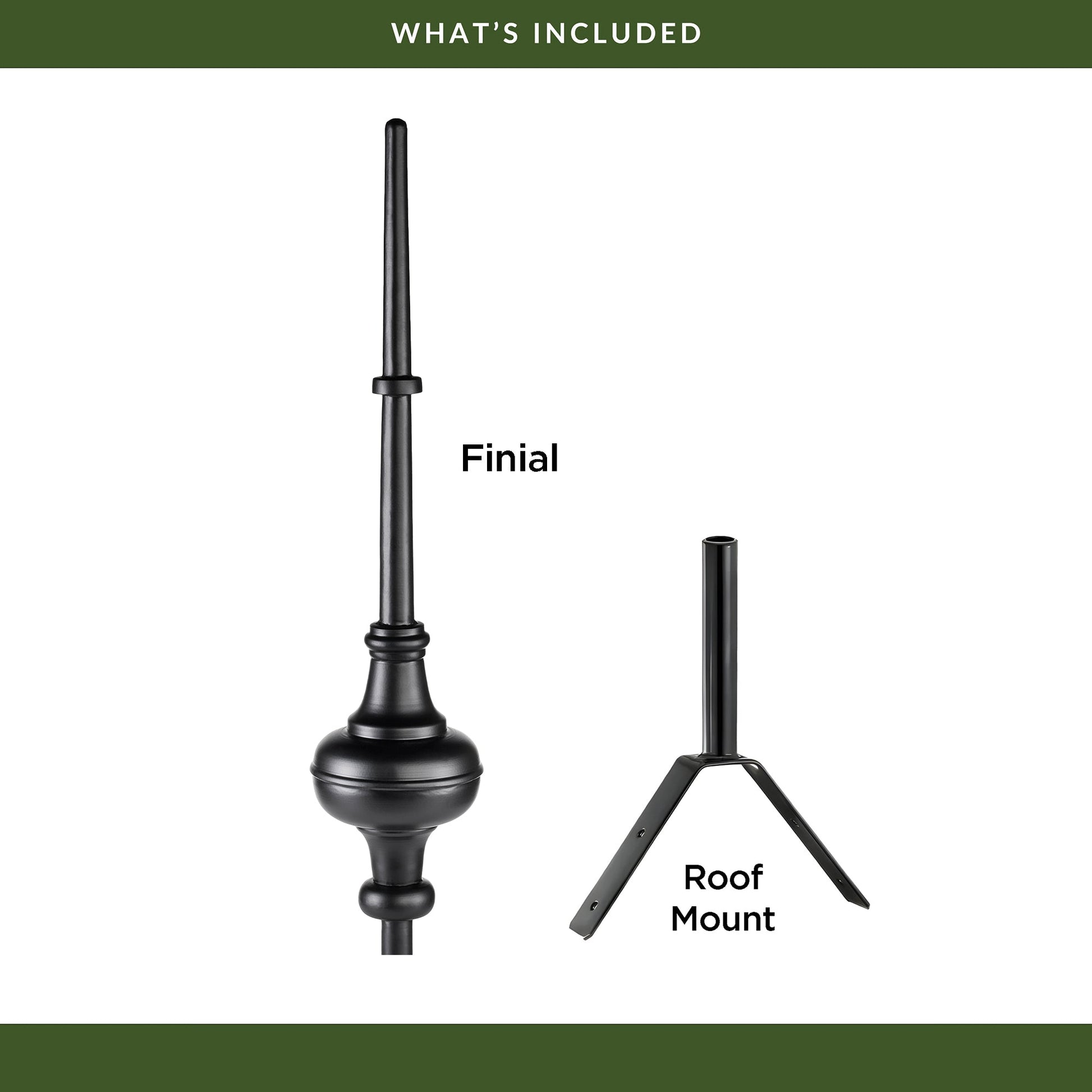 28" Morgana Black Aluminum Finial - Good Directions