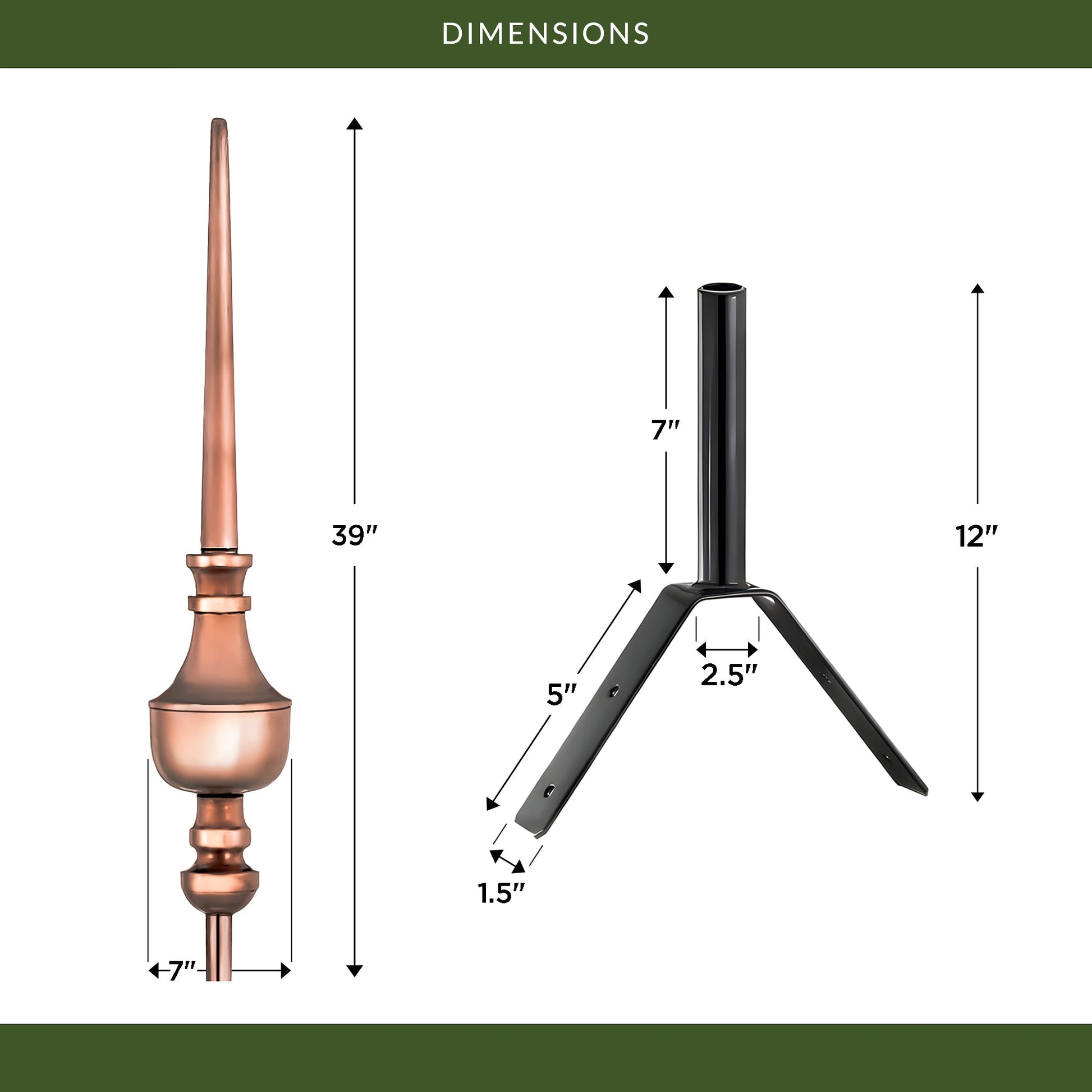 39" Victoria Rooftop Finial - Good Directions