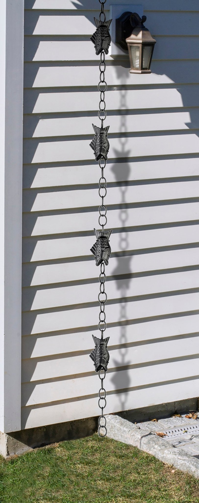 Fish Black Aluminum Rain Chain - Good Directions