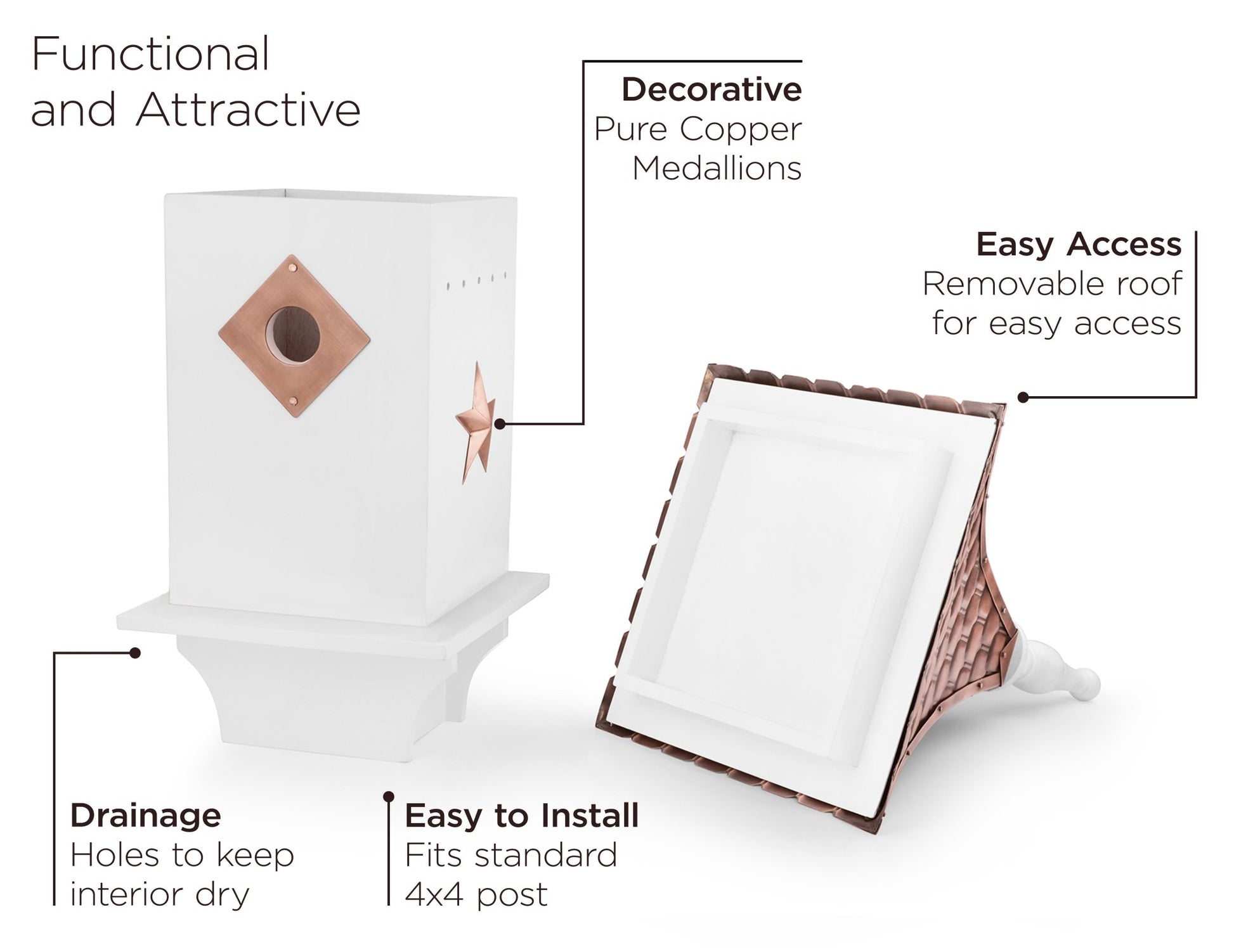 Villa Bird House “ White with Roof - Good Directions