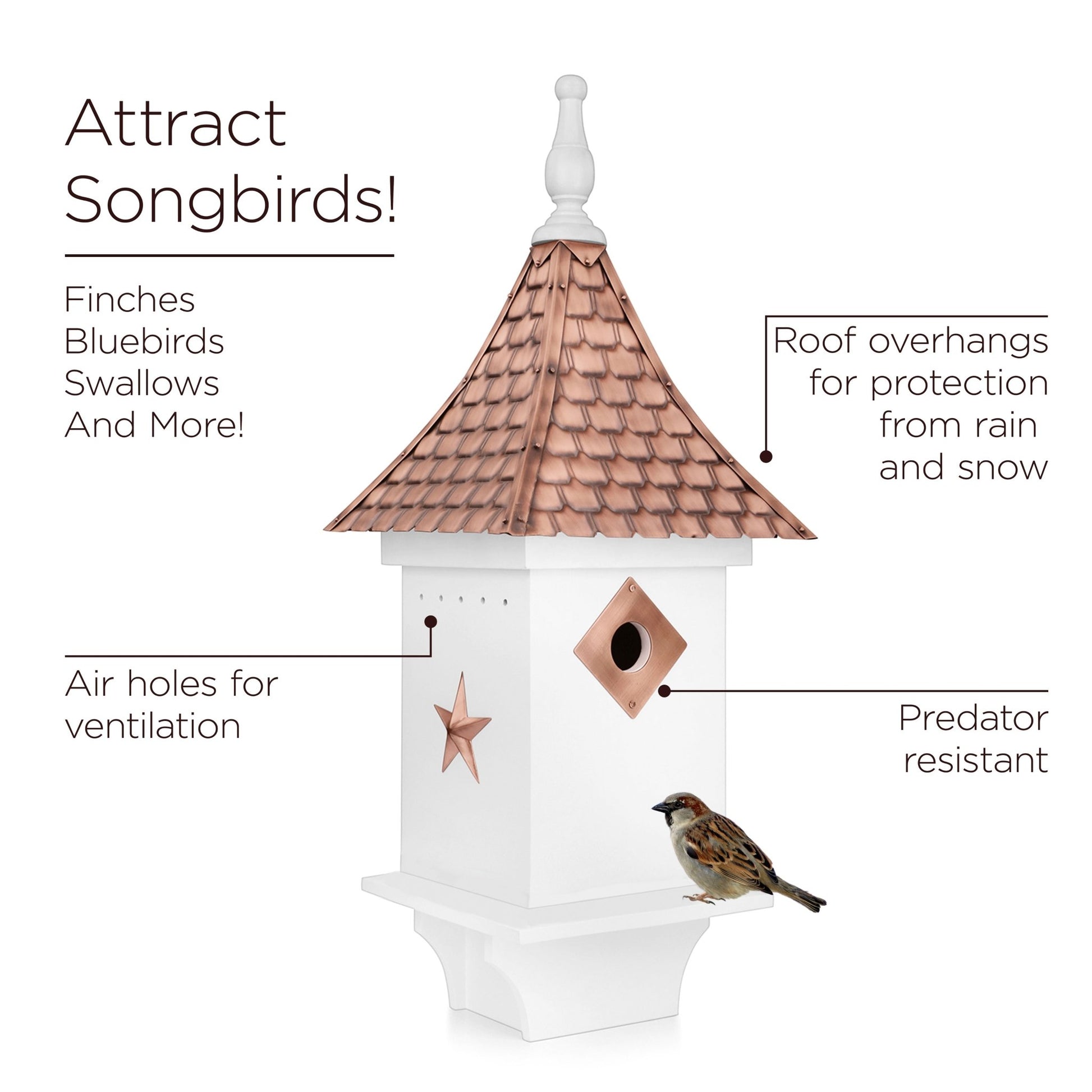 Villa Bird House “ White with Roof - Good Directions