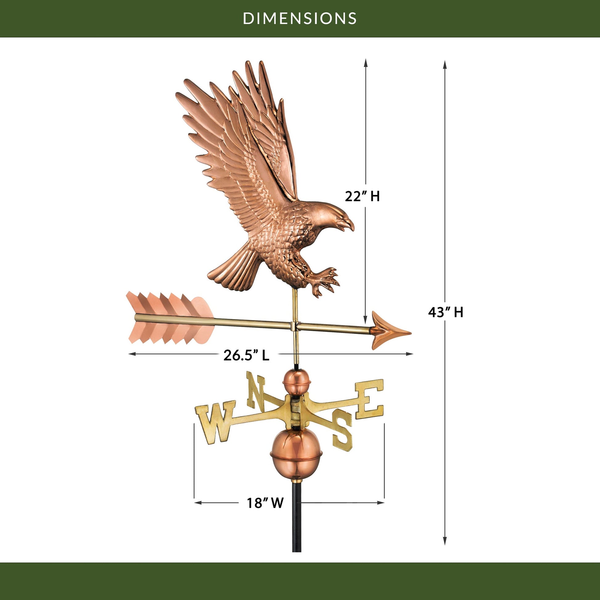 American Bald Eagle Weathervane - Good Directions