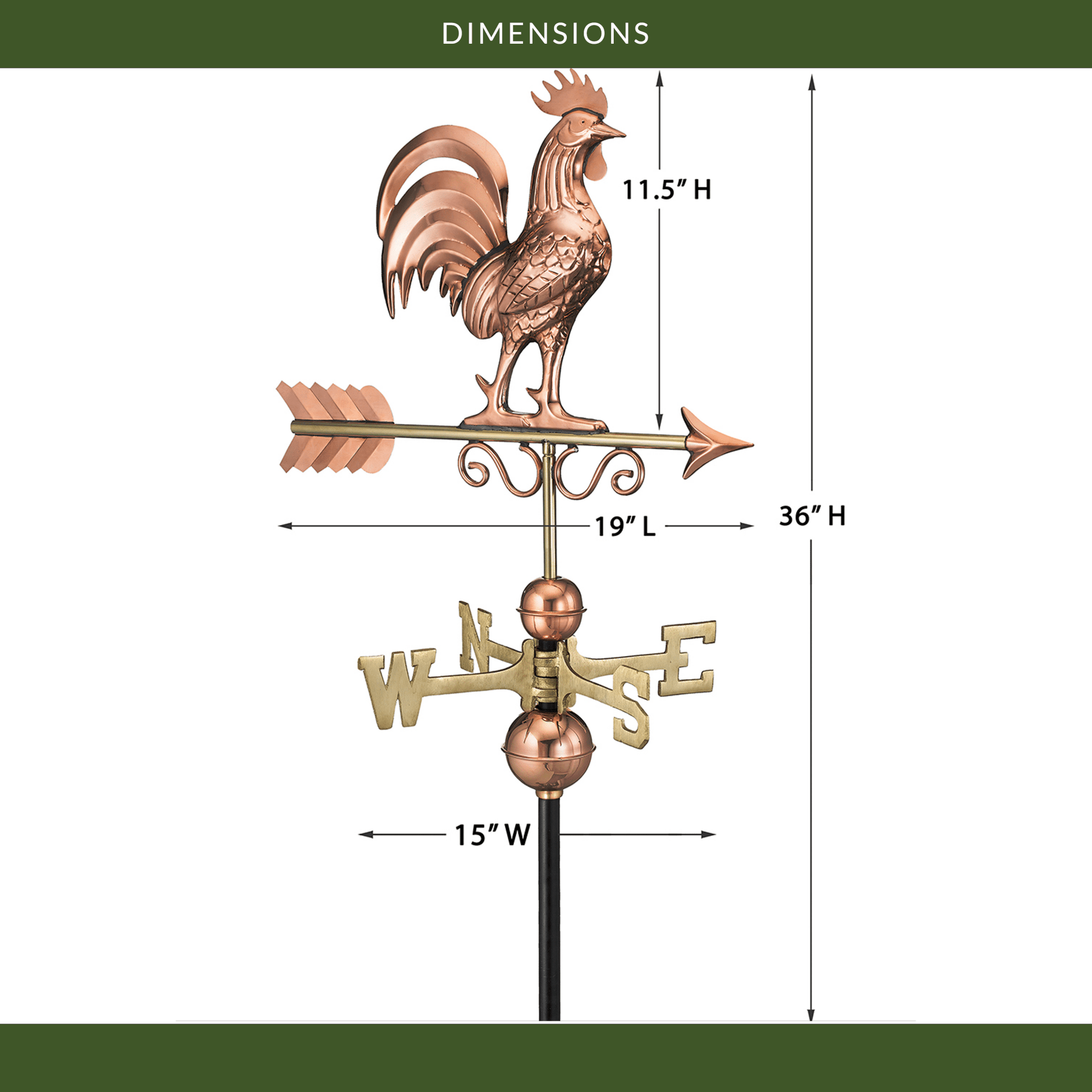 Bantam Rooster Weathervane - Good Directions