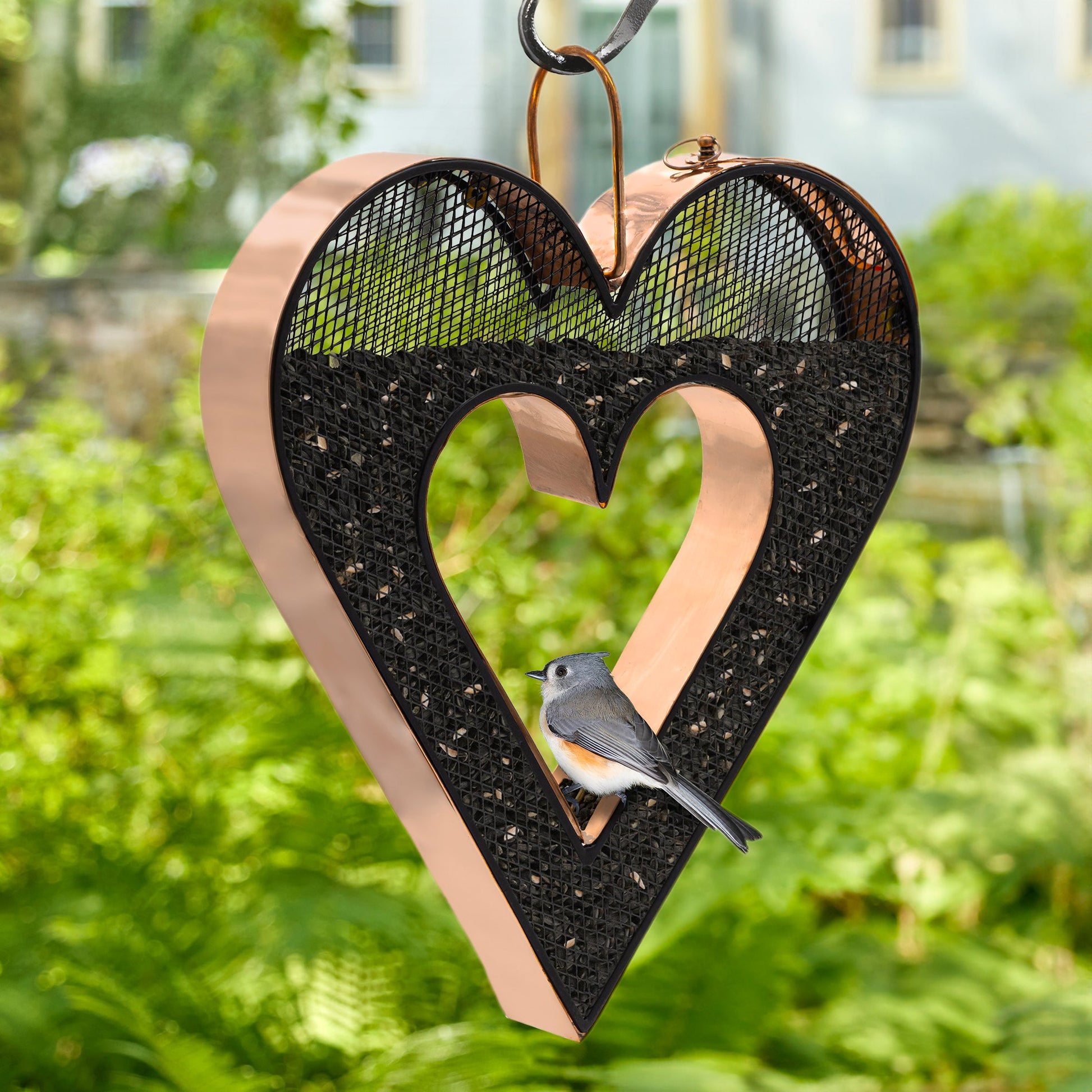 Be Still My Heart Fly Thru™ Heart - Shaped Copper Bird Feeder With Mesh Panels - Good Directions