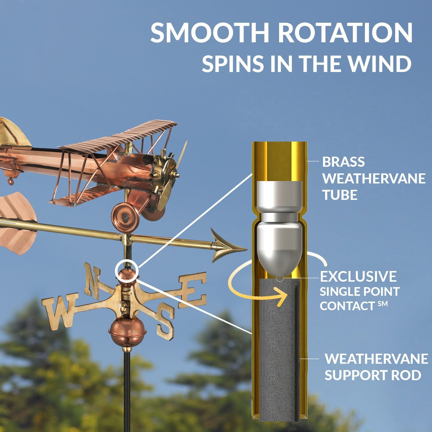 Biplane with Arrow Garden Weathervane - Good Directions