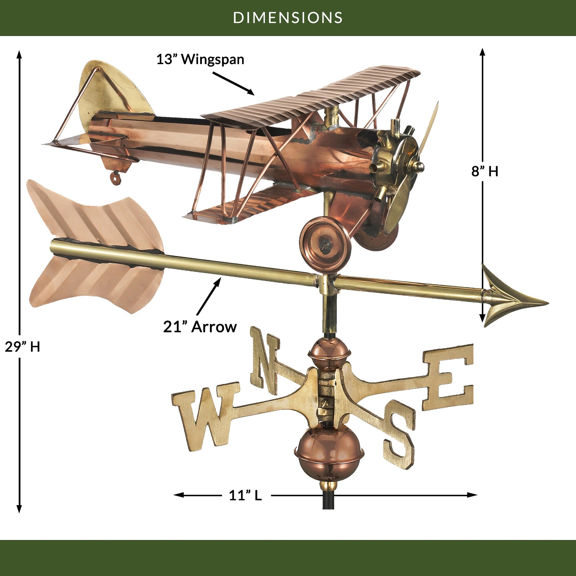 Biplane with Arrow Garden Weathervane - Good Directions
