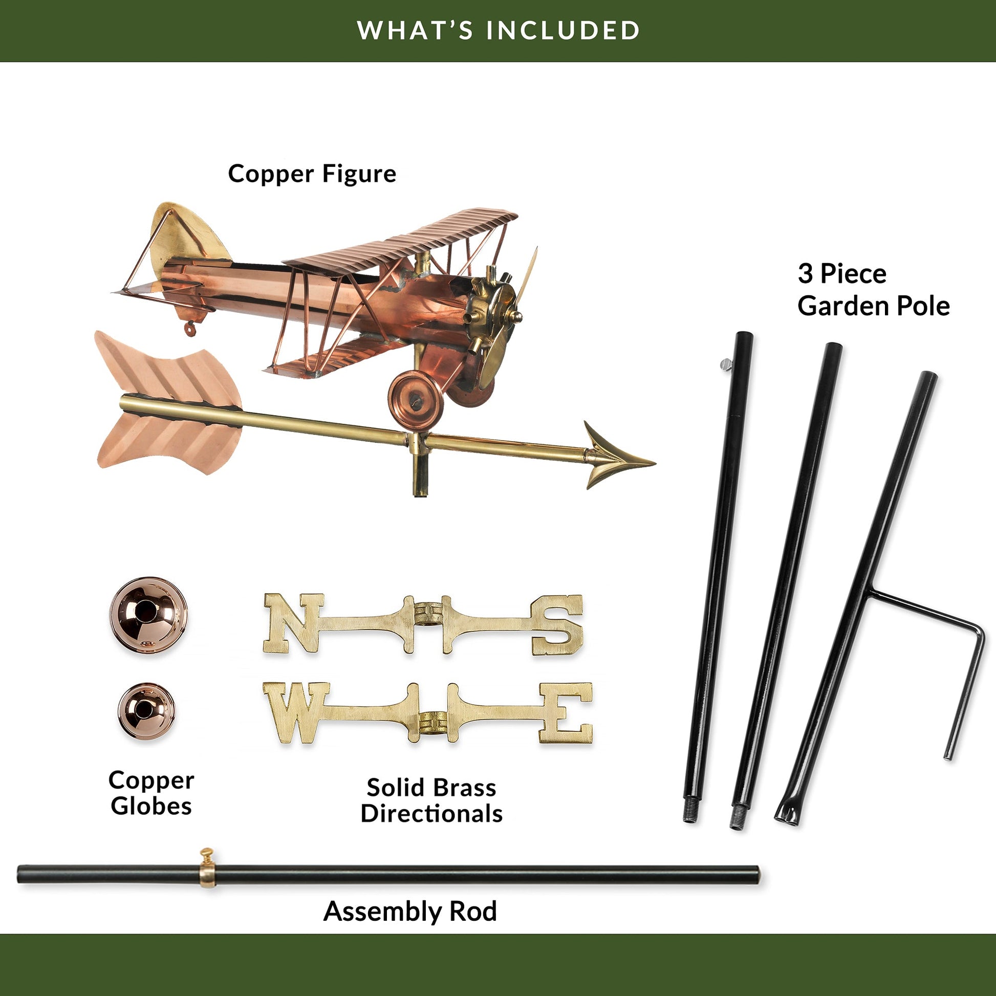 Biplane with Arrow Garden Weathervane - Good Directions