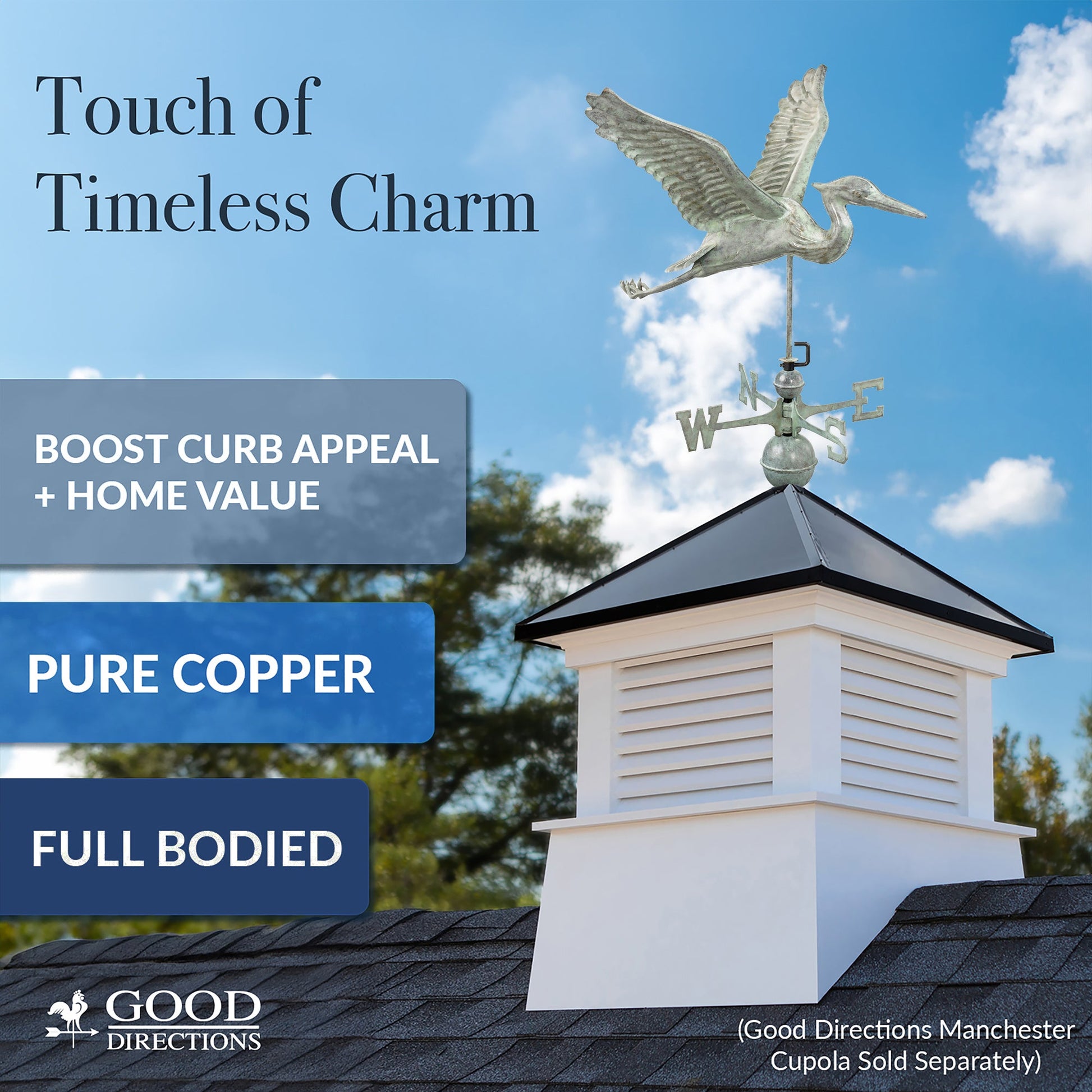 Blue Heron Weathervane - Good Directions