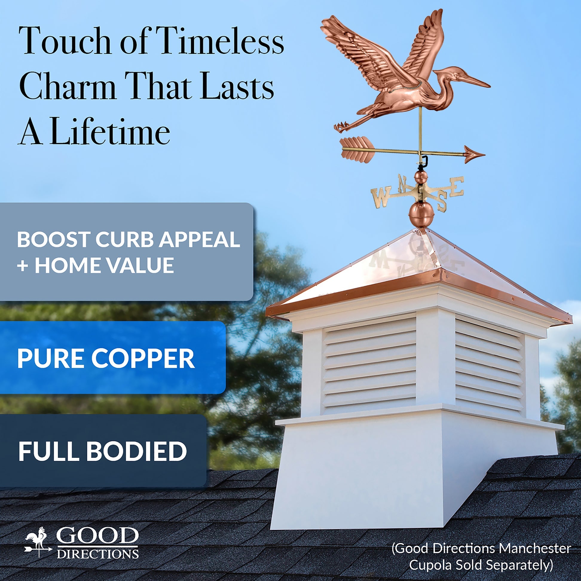 Blue Heron with Arrow Weathervane - Good Directions