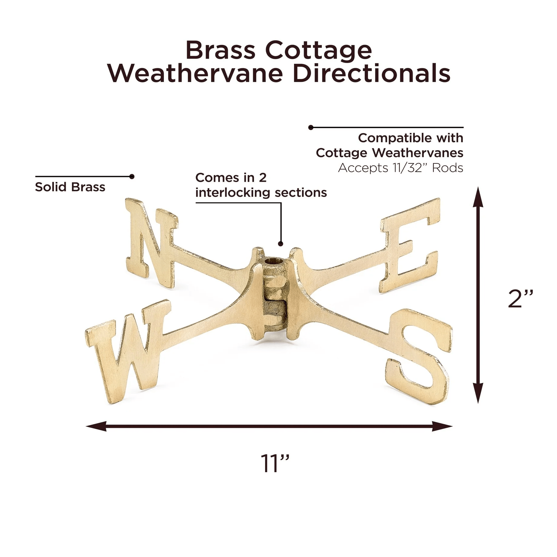 Brass 11" Weathervane Directionals - Good Directions