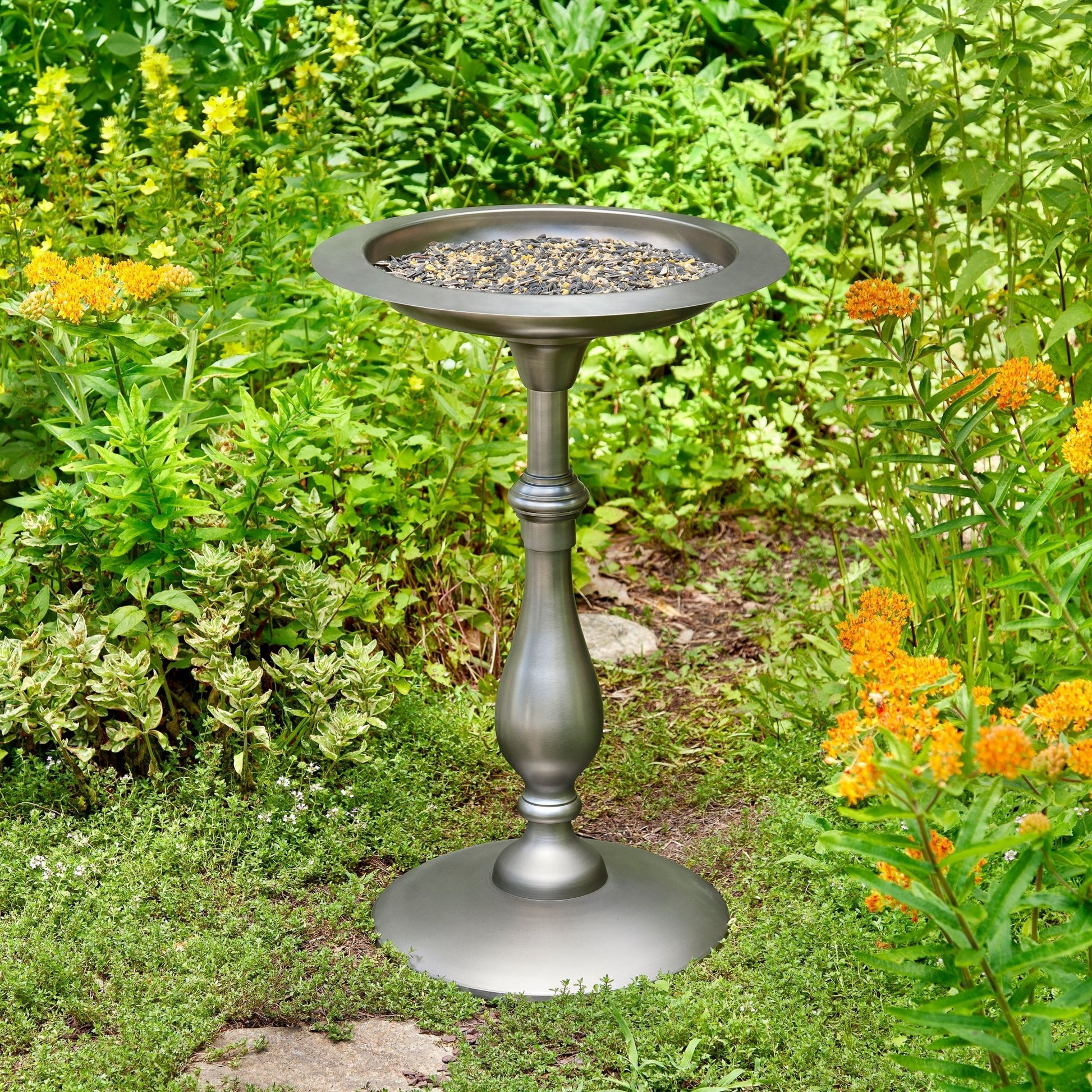 Classic Pewter Bird Bath Pedestal - Good Directions