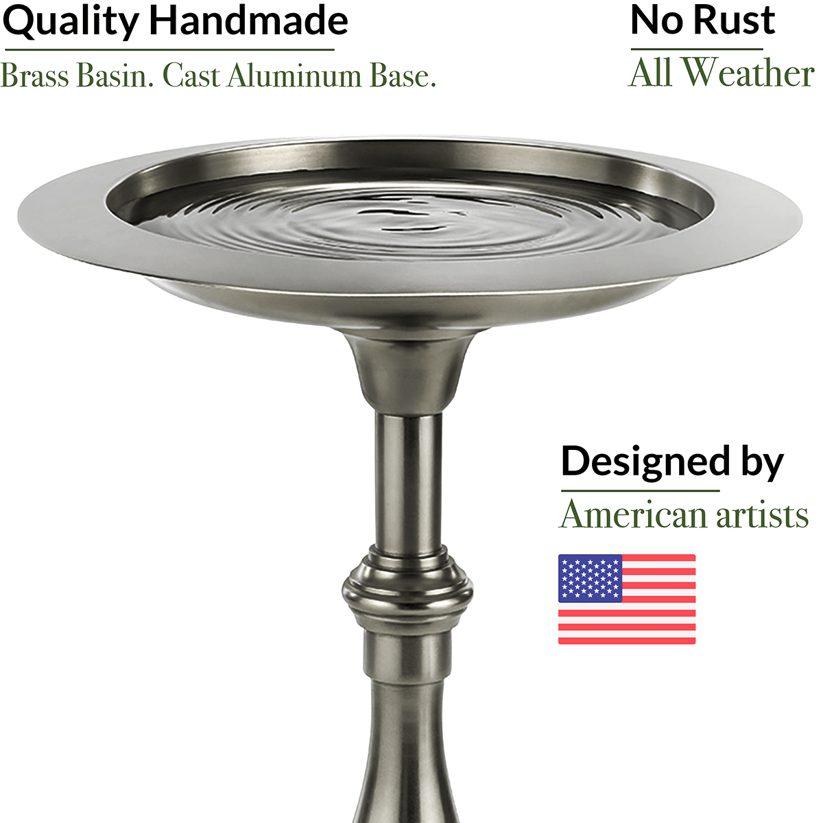 Classic Pewter Bird Bath Pedestal - Good Directions