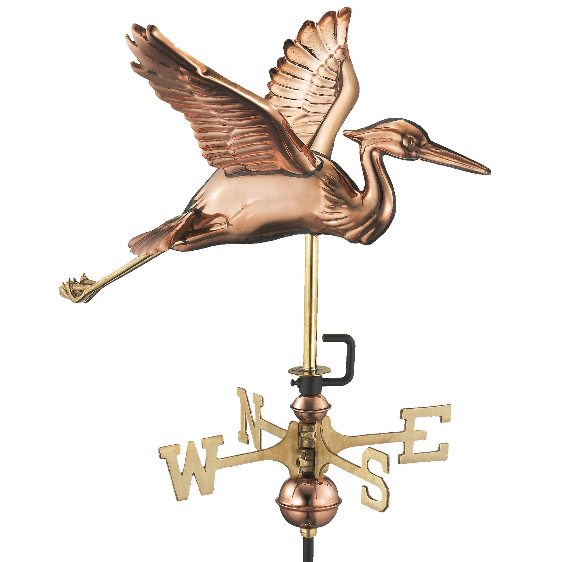 Copper Blue Heron Cottage Weathervane - Good Directions