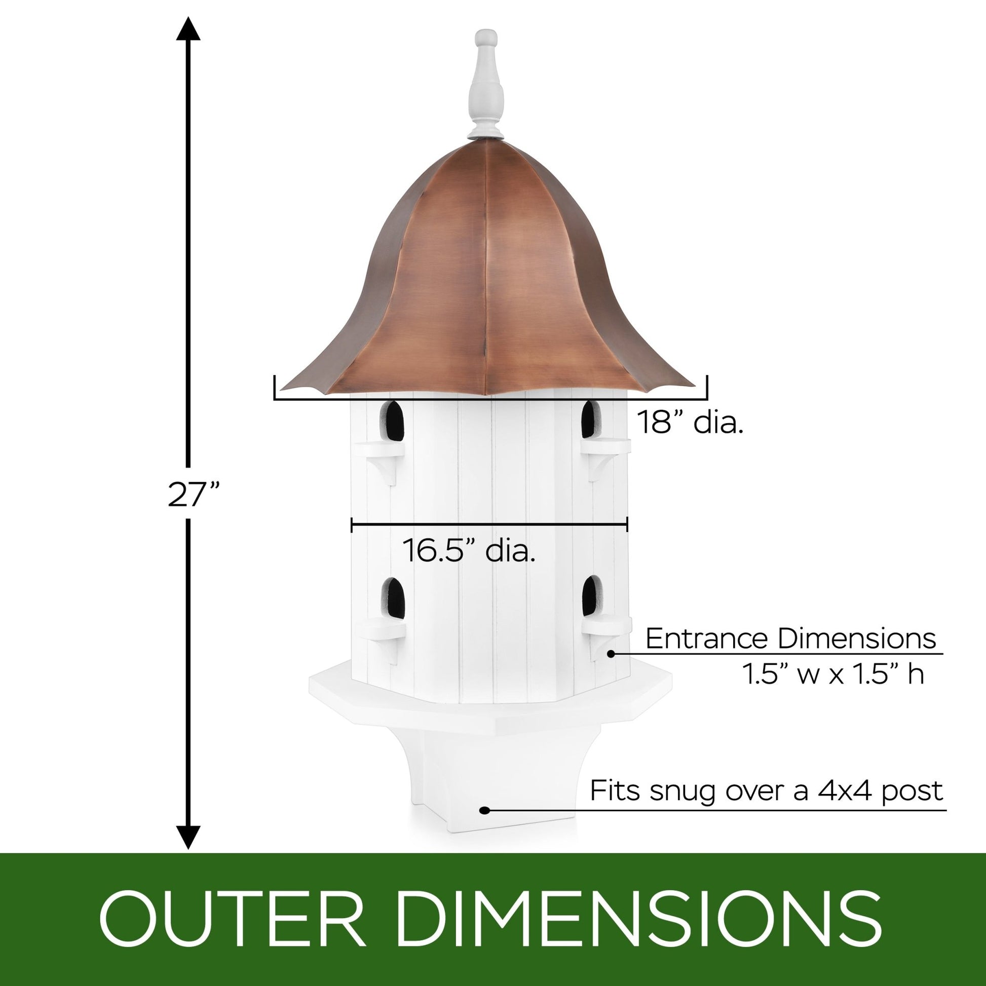 Dovecote Manor Bird House “ Copper Roof - Good Directions