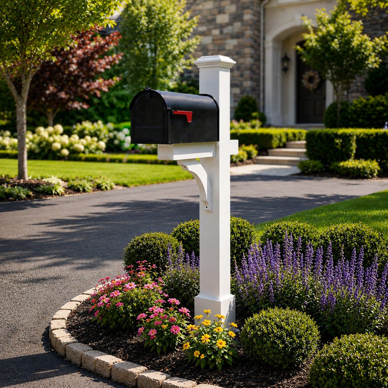 Essex Vinyl Mailbox Post with Classic Mailbox - Good Directions