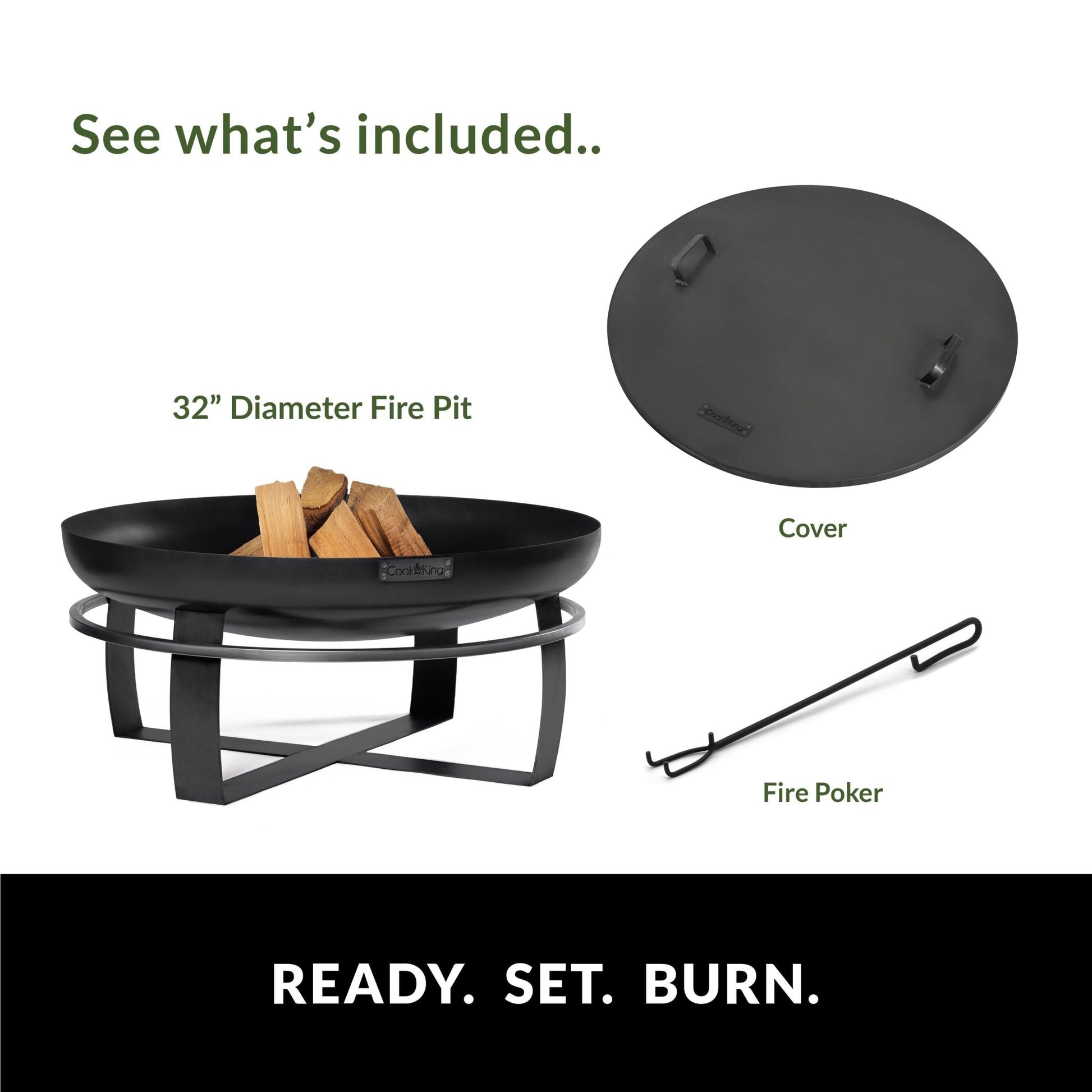 Ignition 32" Fire Pit with Cover Lid - Good Directions