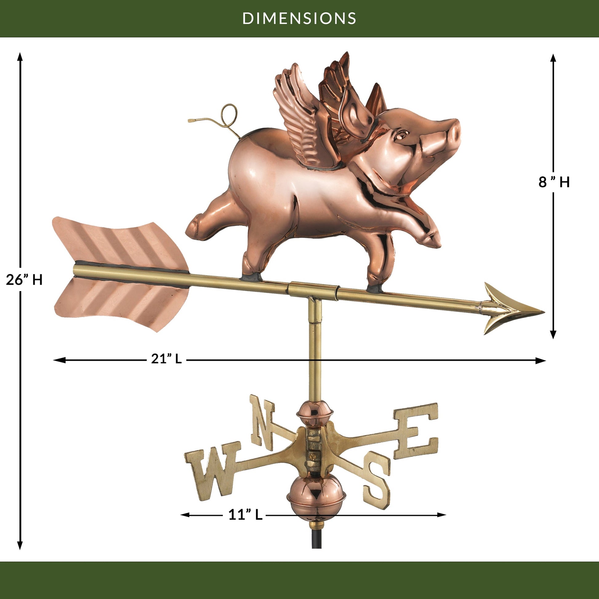 Flying Pig Cottage Weathervane - Good Directions
