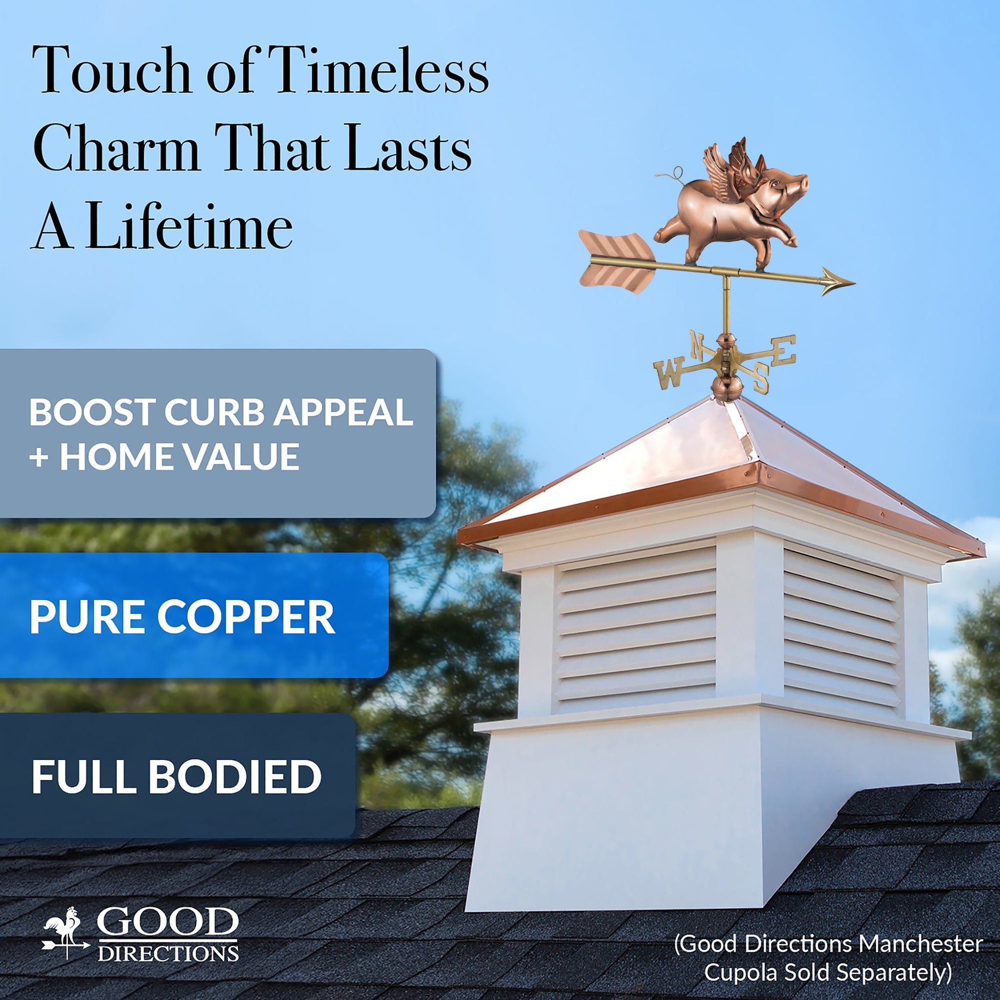Flying Pig Cottage Weathervane - Good Directions