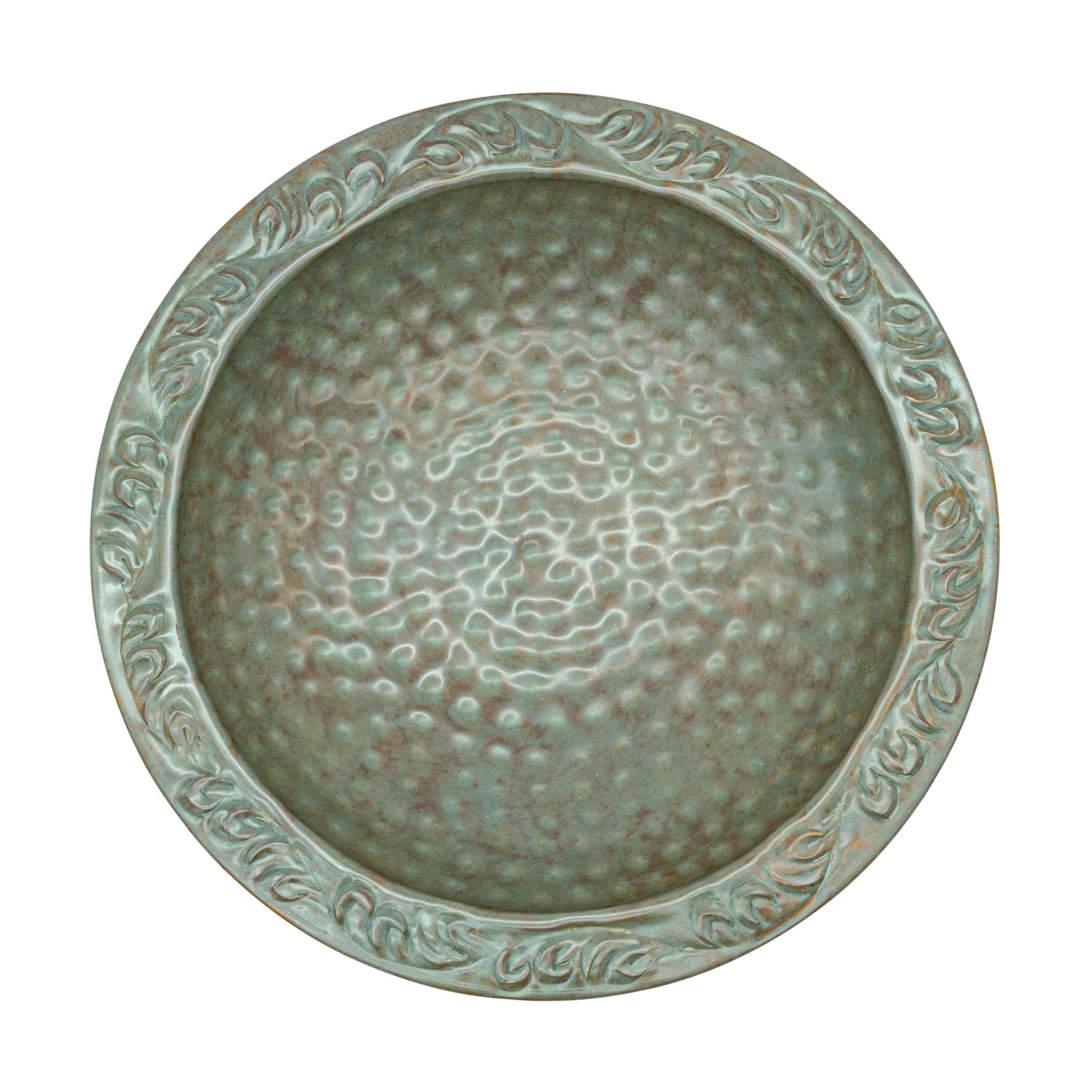 Good Directions 13.5“� Copper Bird Bath with Garden Pole - Blue Verde Finish - Good Directions