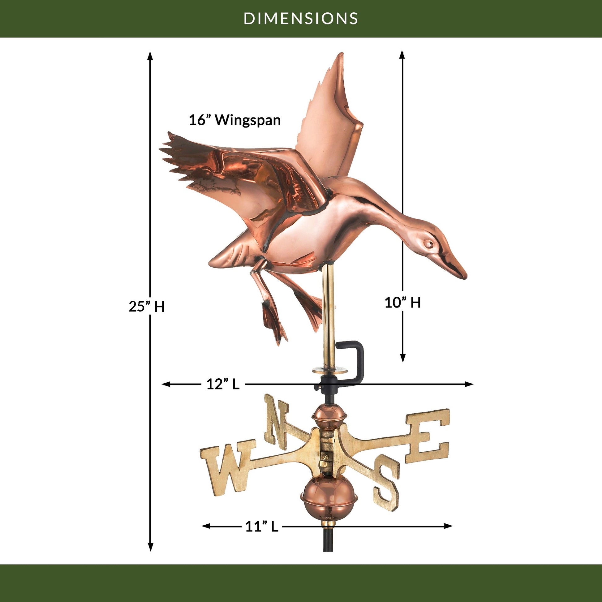 Landing Duck Garden Weathervane - Good Directions