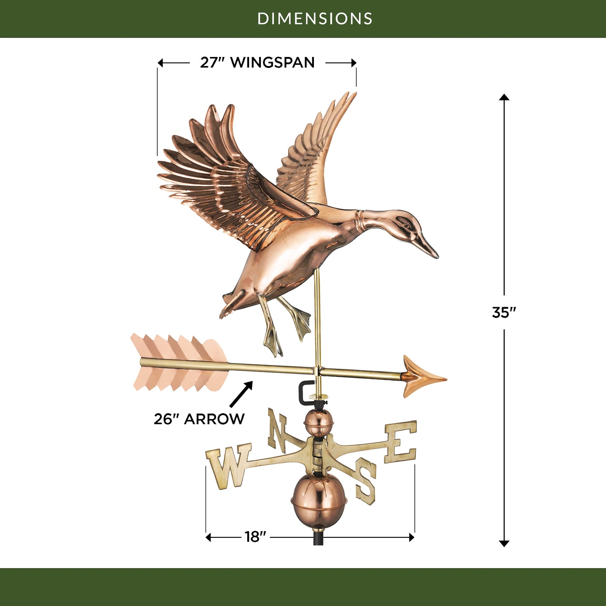 Landing Duck with Arrow Weathervane - Good Directions