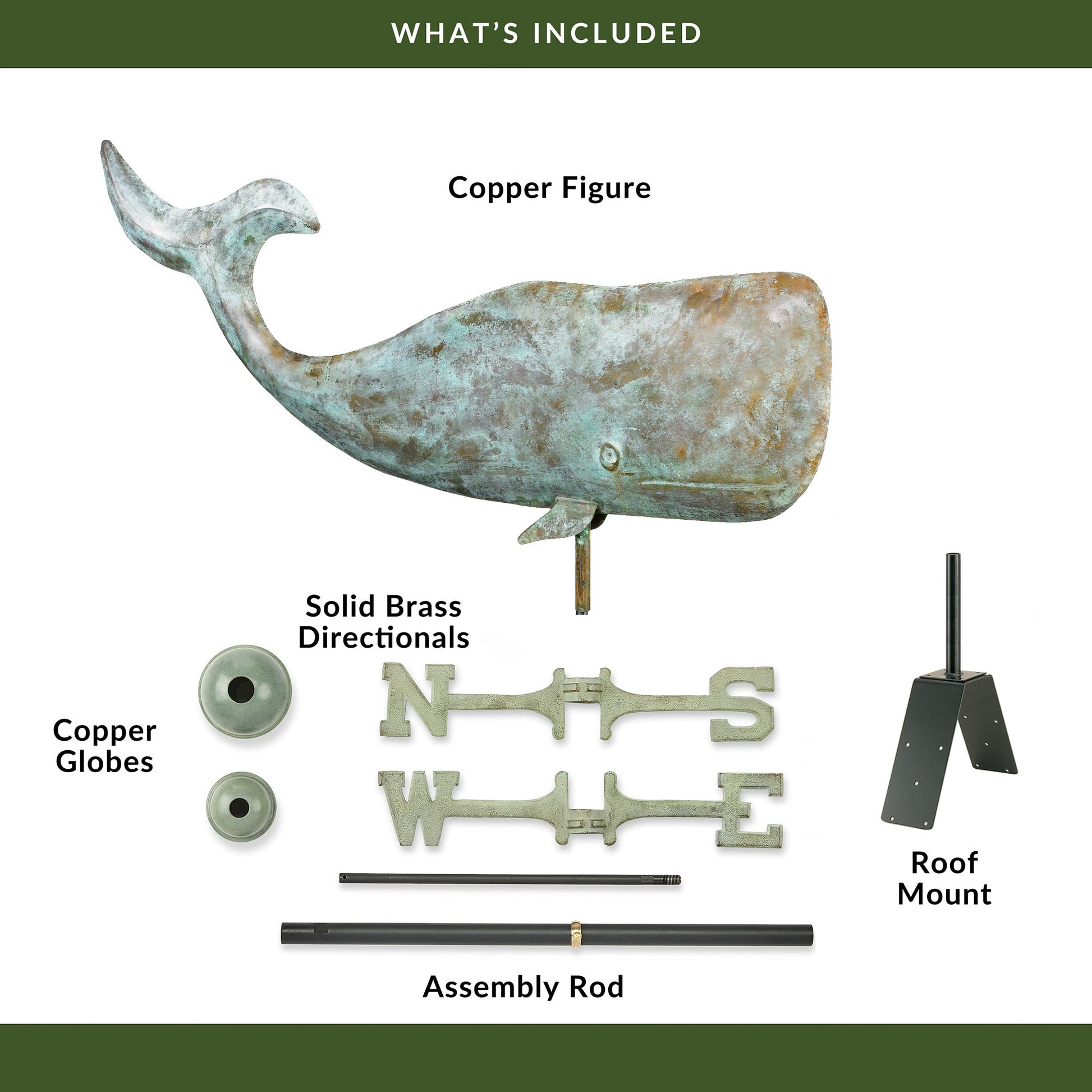 Large 37" Whale Weathervane - Good Directions