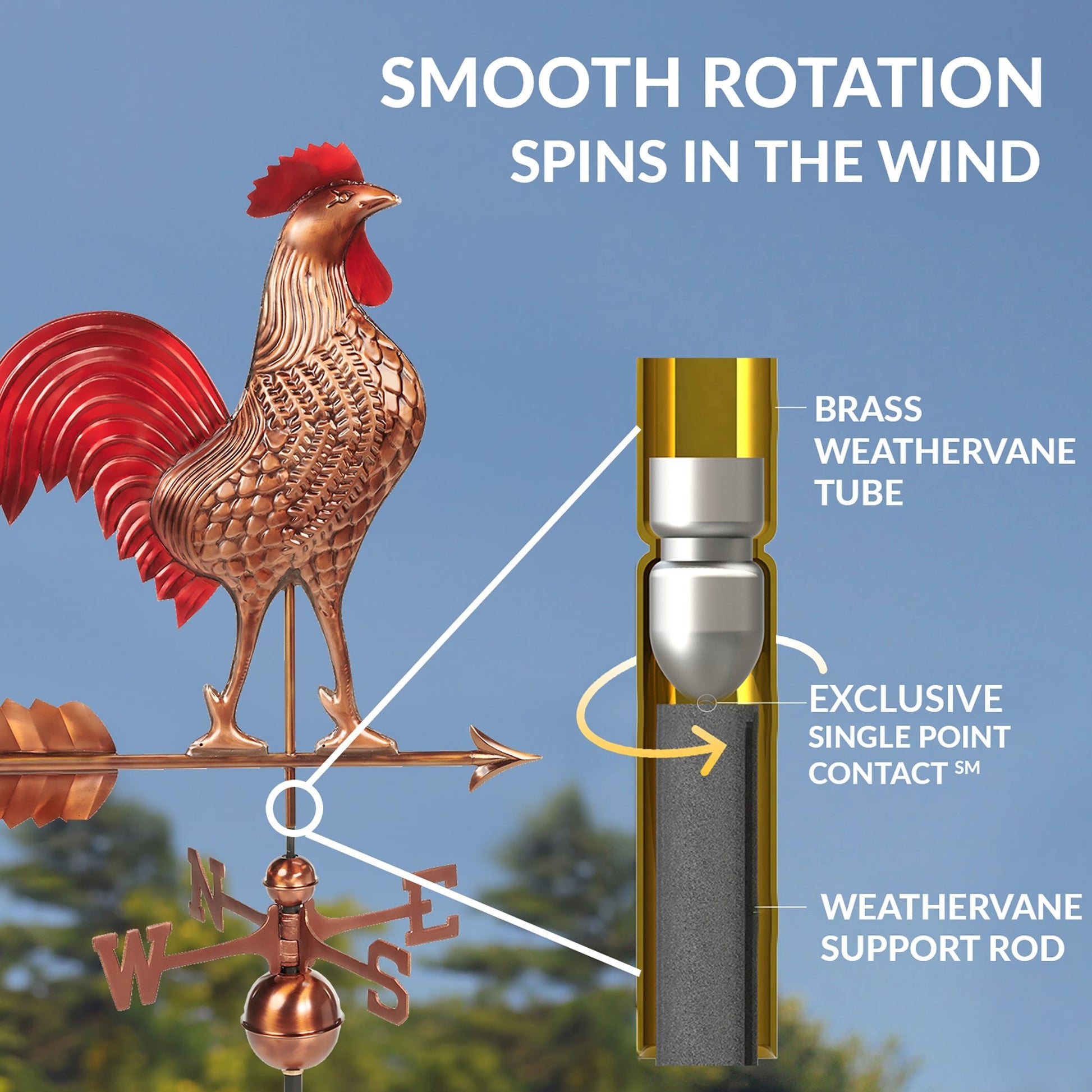 Large Rooster Weathervane - Good Directions