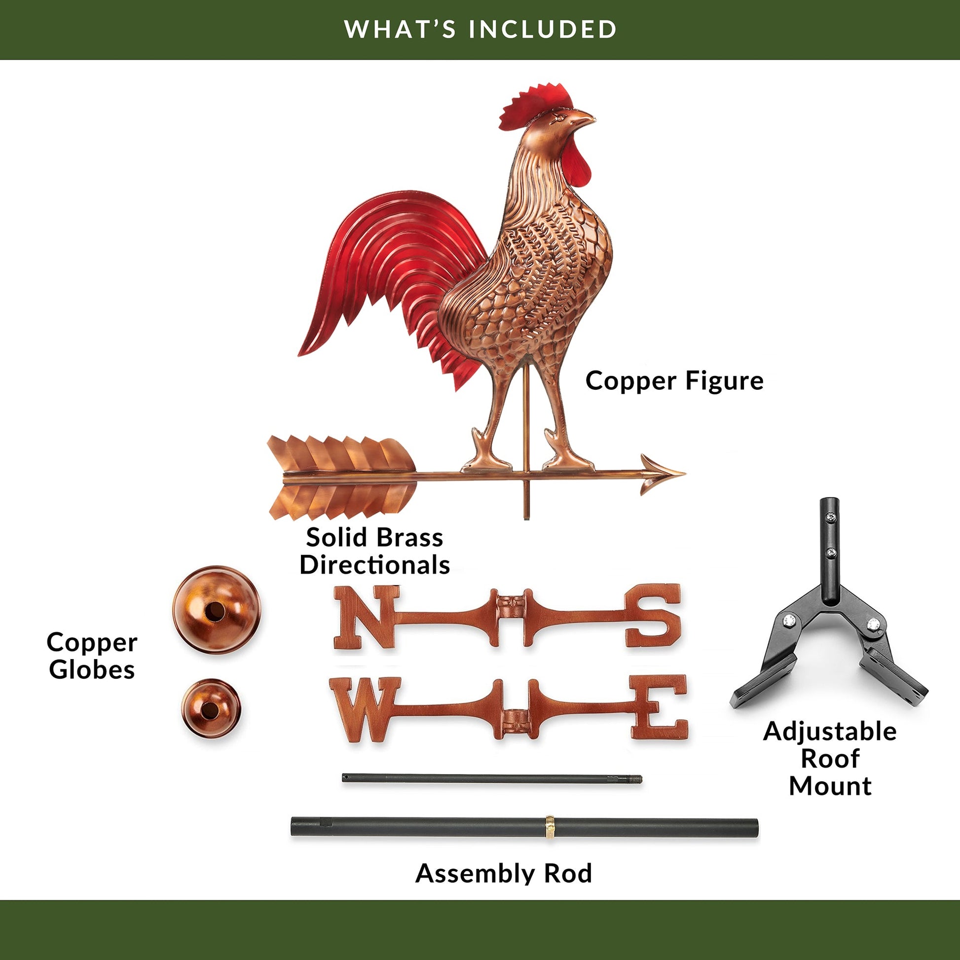 Large Rooster Weathervane - Good Directions