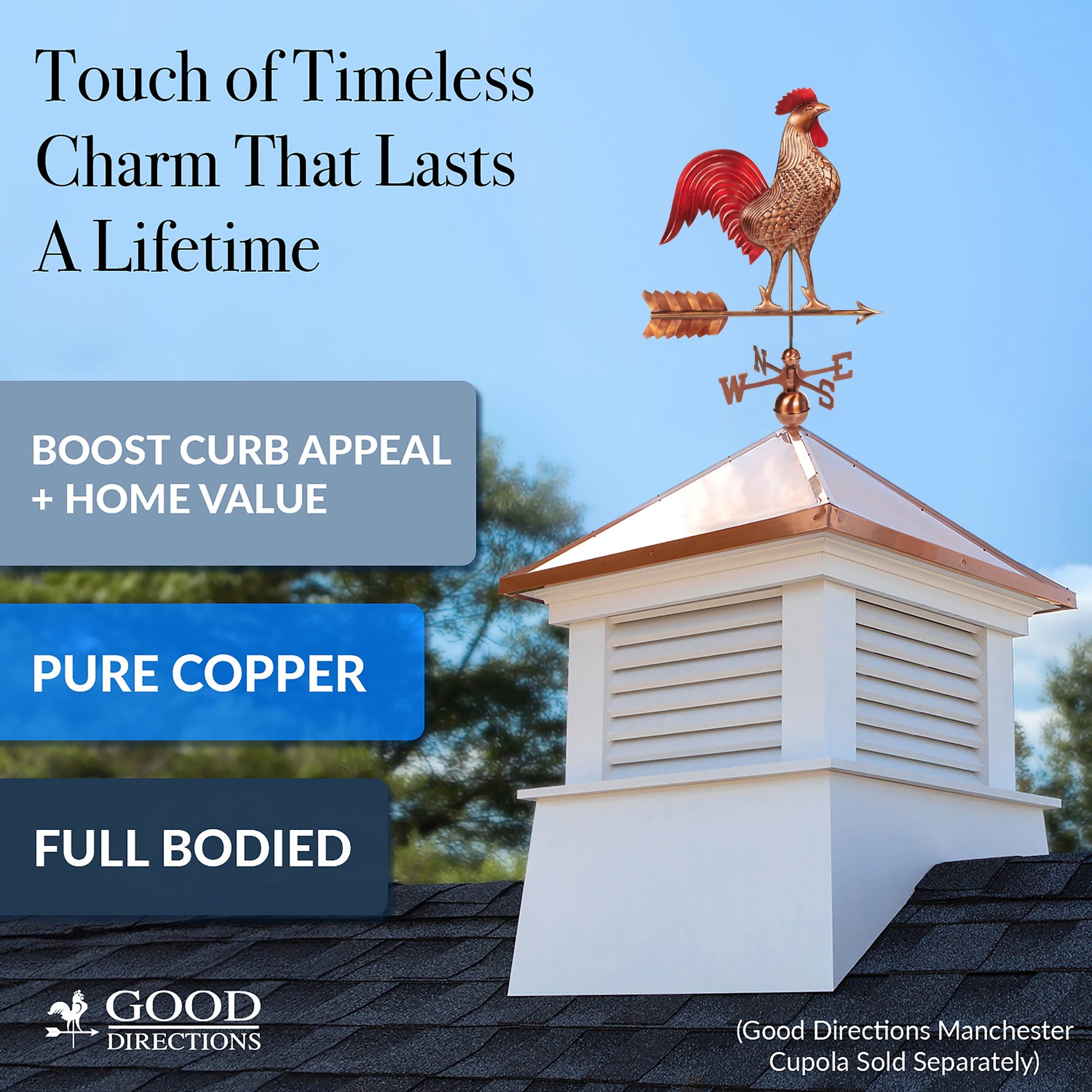 Large Rooster Weathervane - Good Directions
