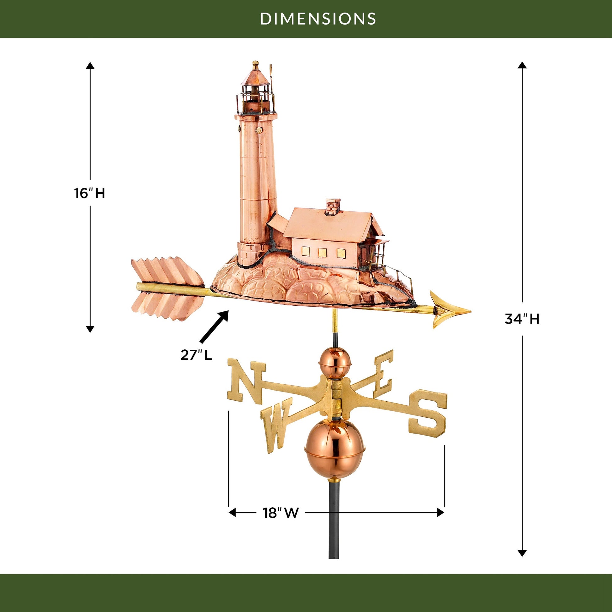 Lighthouse Weathervane - Pure Copper by Good Directions - Good Directions