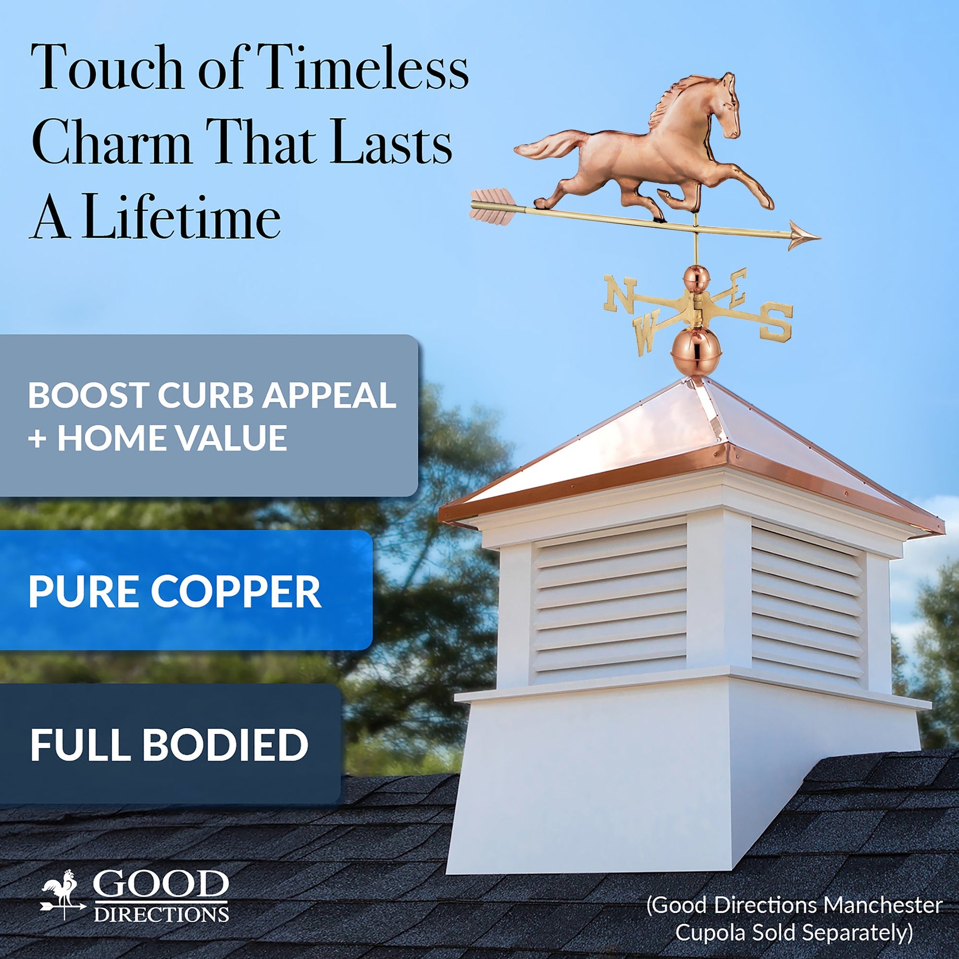 Patchen Horse Weathervane with Arrow - Good Directions