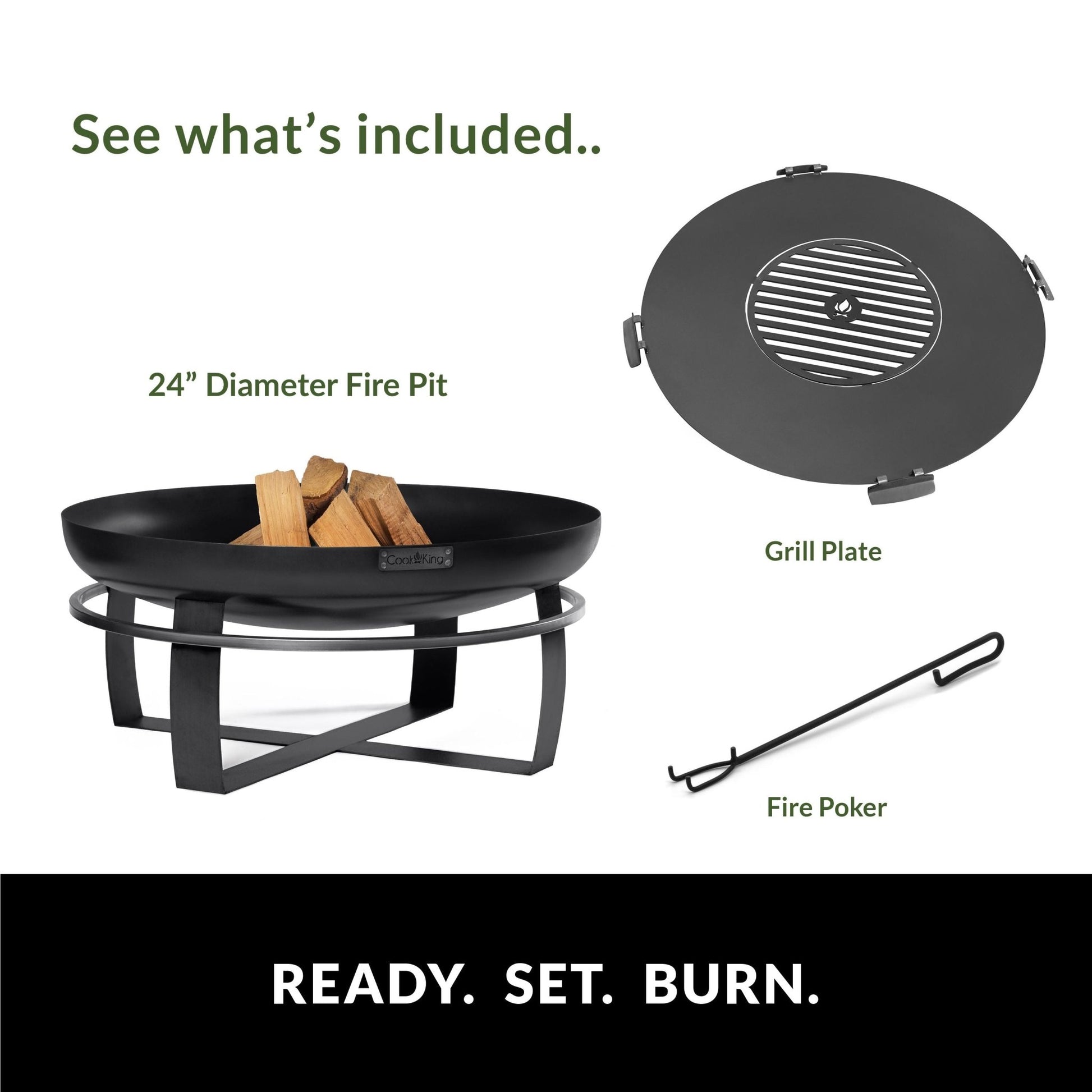 Ignition 24" Fire Pit with Grill Plate - Good Directions