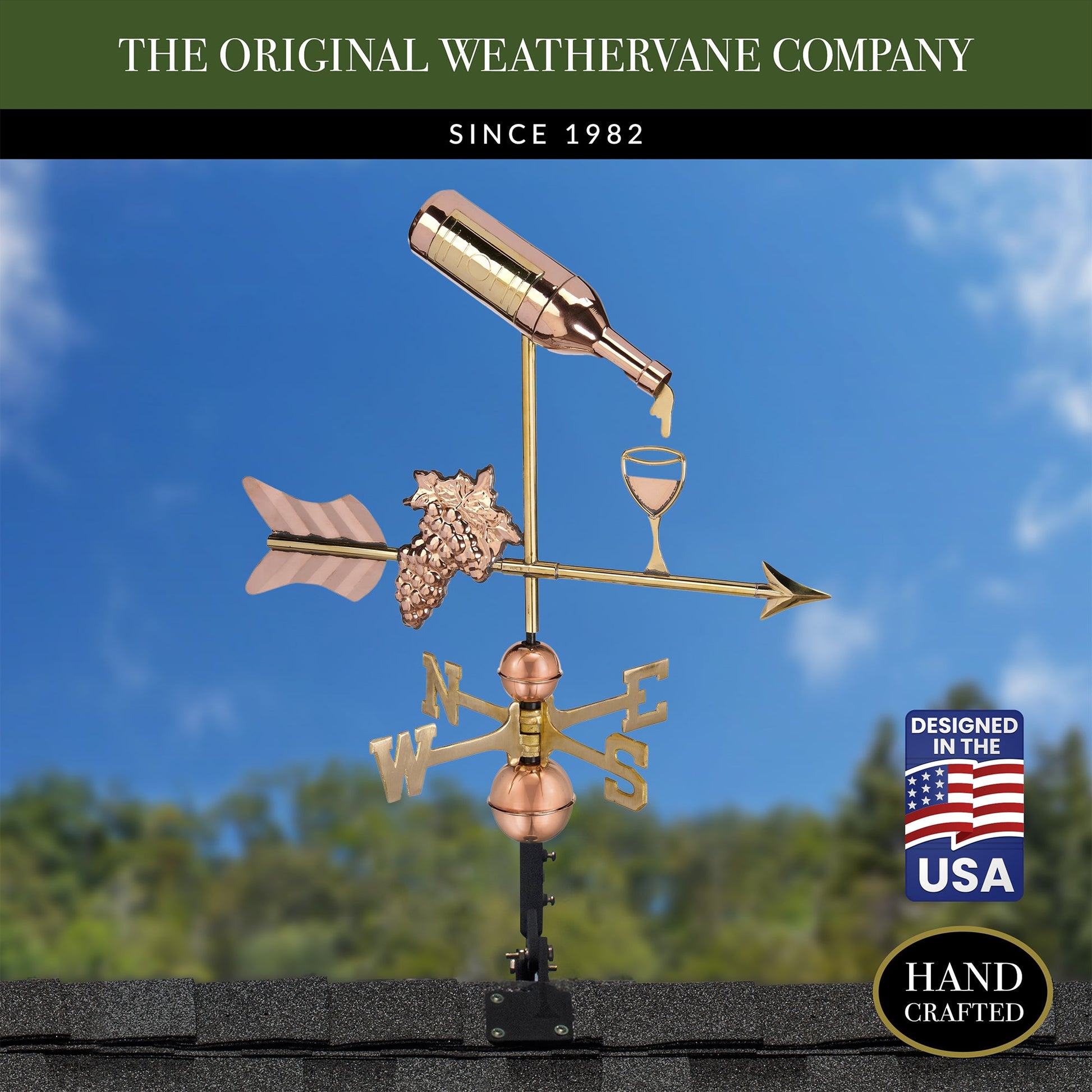 Wine Bottle with Grapes & Glass Weathervane - Good Directions