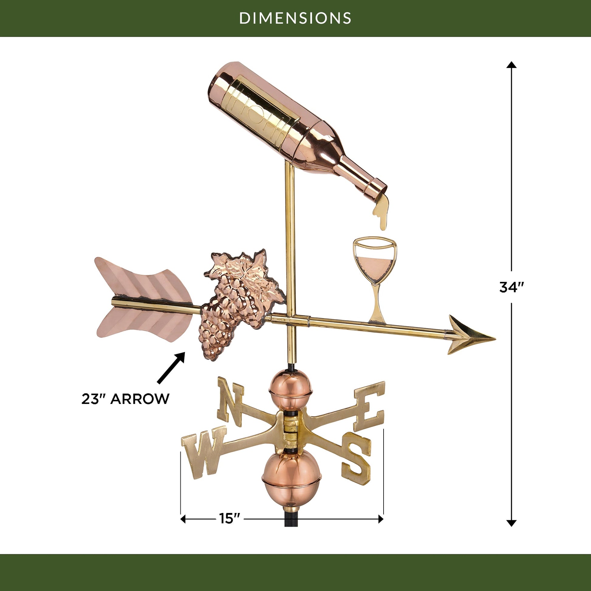 Wine Bottle with Grapes & Glass Weathervane - Good Directions