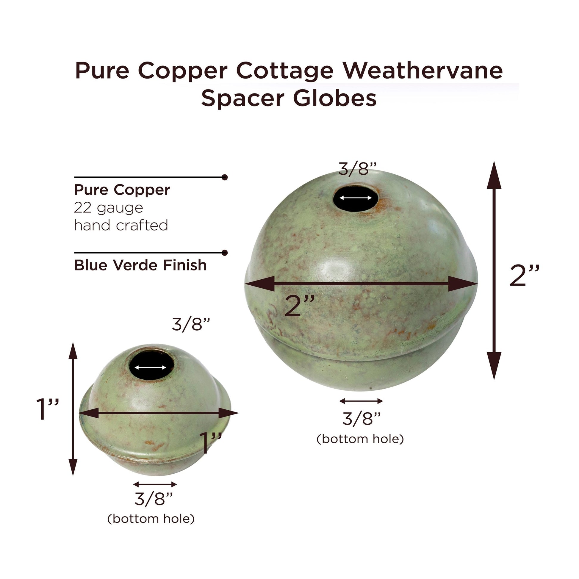 Copper Weathervane 1" & 2" Spacer Ball Set - Good Directions