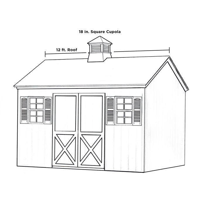 18" Square Coventry Vinyl Cupola with Black Aluminum Roof and Red Rooster Weathervane by Good Directions - Good Directions