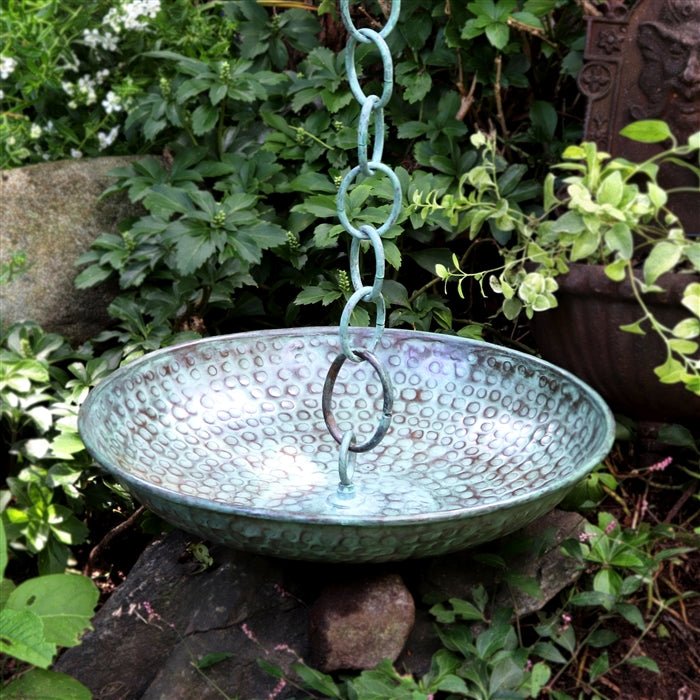 Rain Chain Basin - Large 16.5 in. Diameter, Hand Hammered - Good Directions