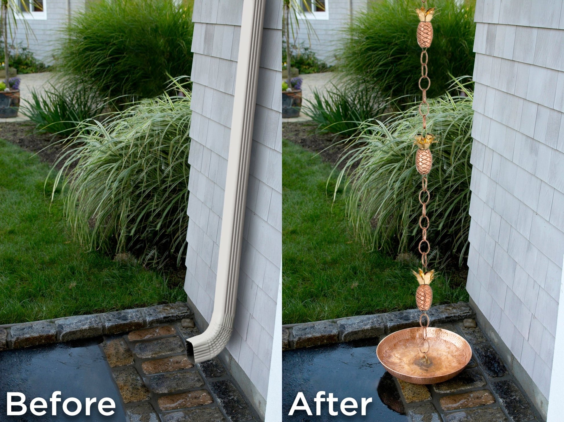 Pineapple Rain Chain - 8.5 ft., with 4 Large Figures - Good Directions