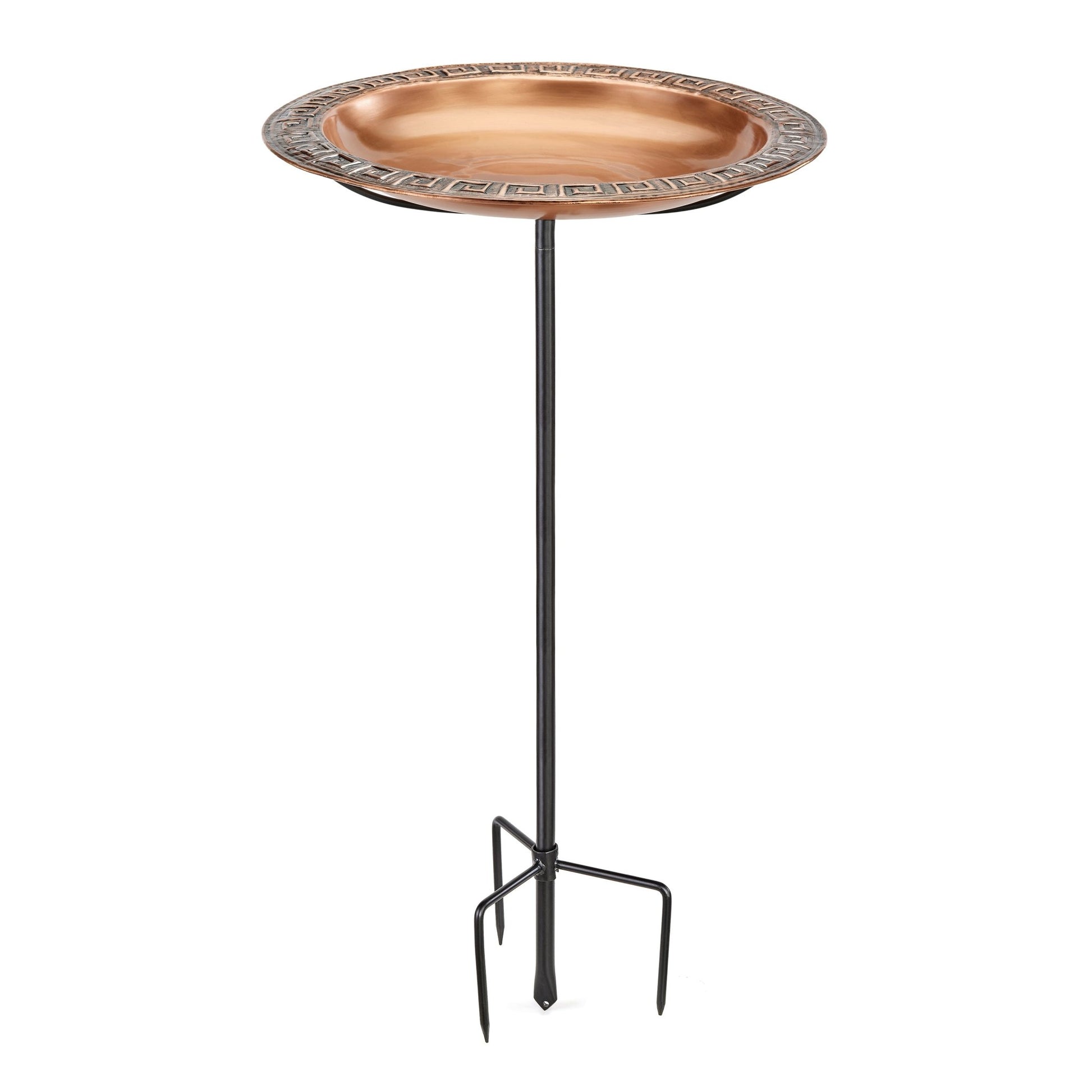 18" Greek-Inspired Copper Birdbath with Garden Pole - Good Directions