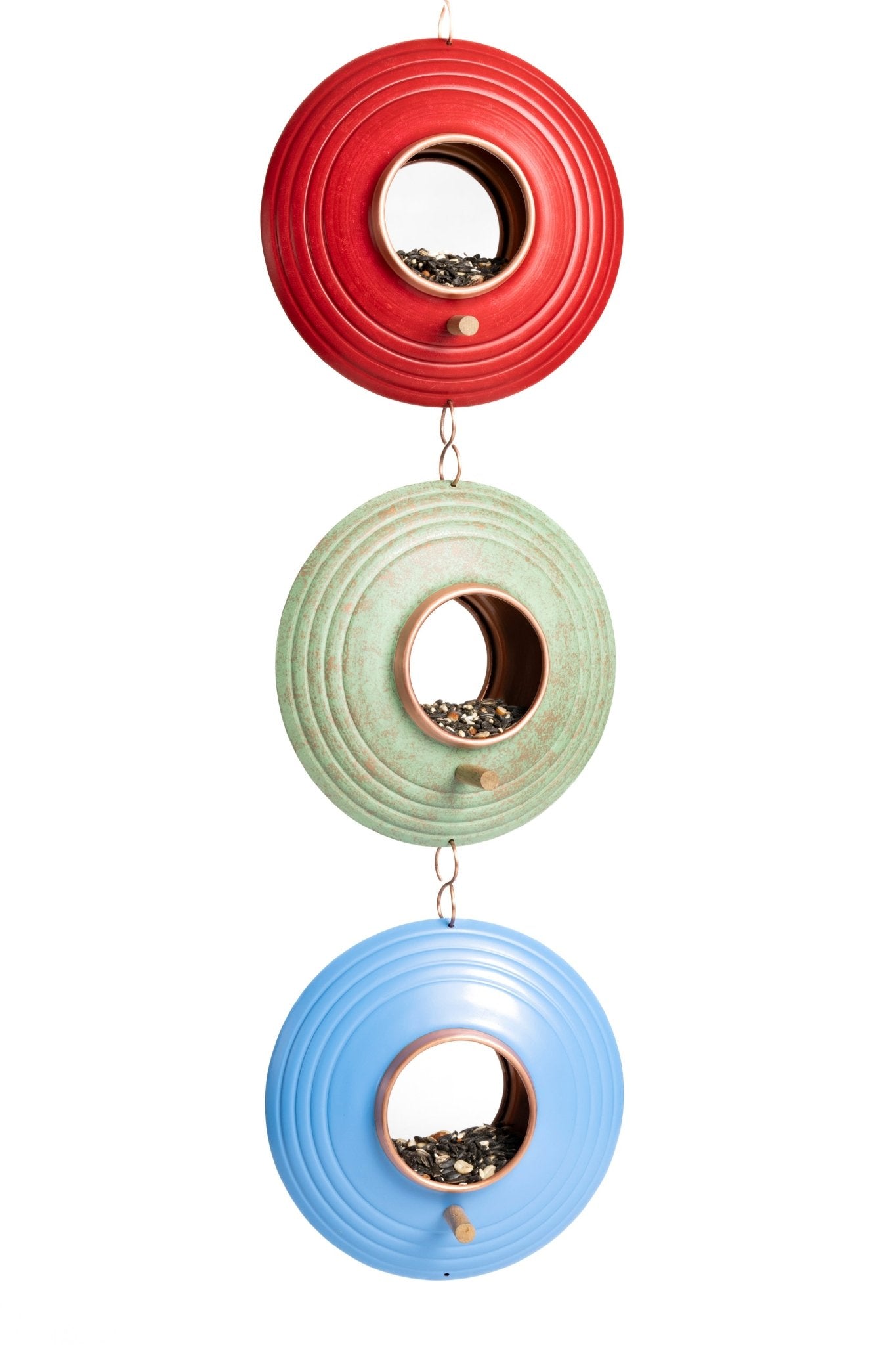 Azure Fly-Thru™ Bird Feeder, Copper Accents, Multiple Perches - Good Directions