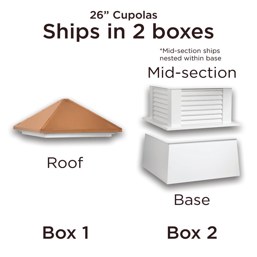 30" Square Coventry Vinyl Cupola with Victoria Finial - Good Directions