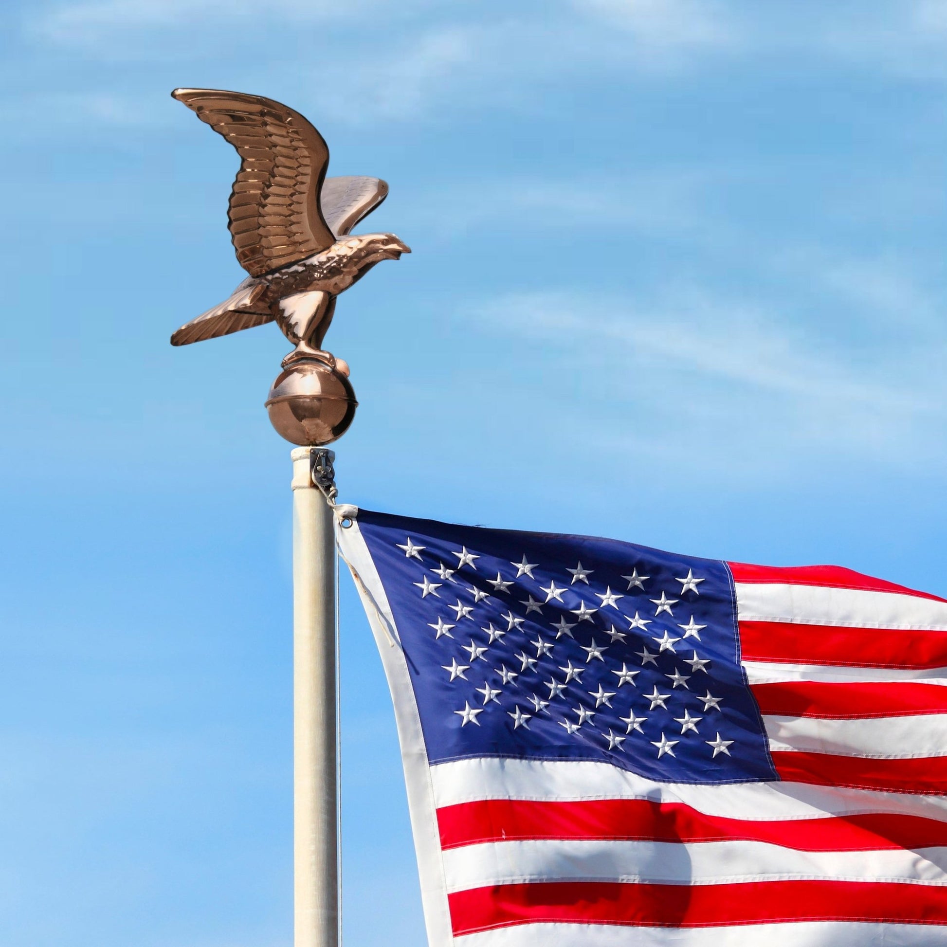 Eagle with Ball Flagpole Topper, 11" Wingspan - Good Directions