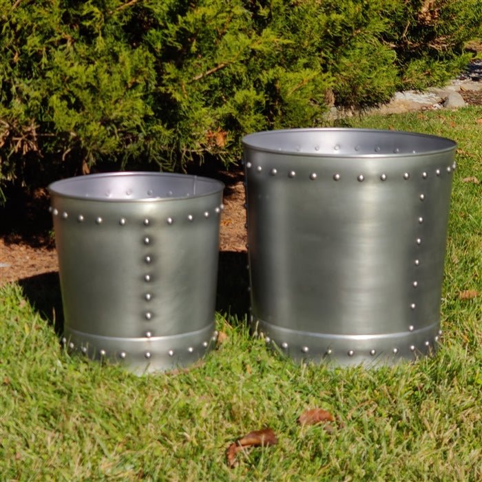 Large Riveted Zinc Planter Set of 2 - Good Directions
